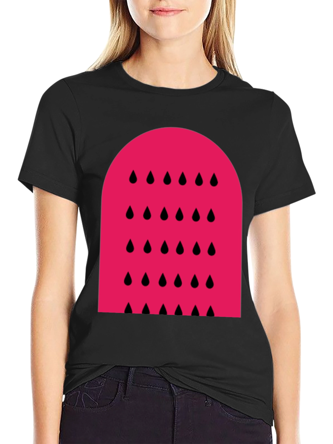 Modern Watermelon Graphic Tee - Black