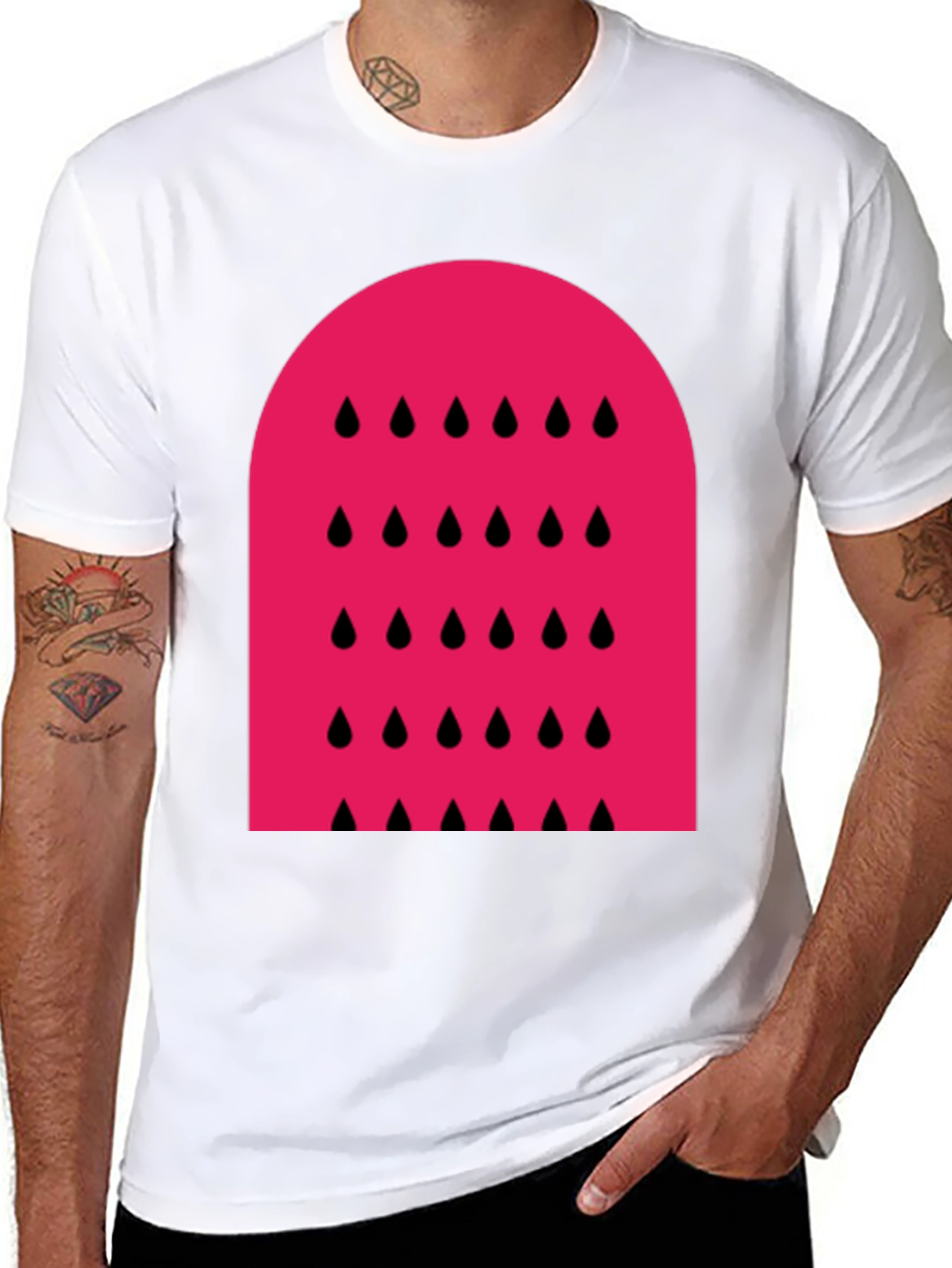 Modern Watermelon Graphic Tee - Black
