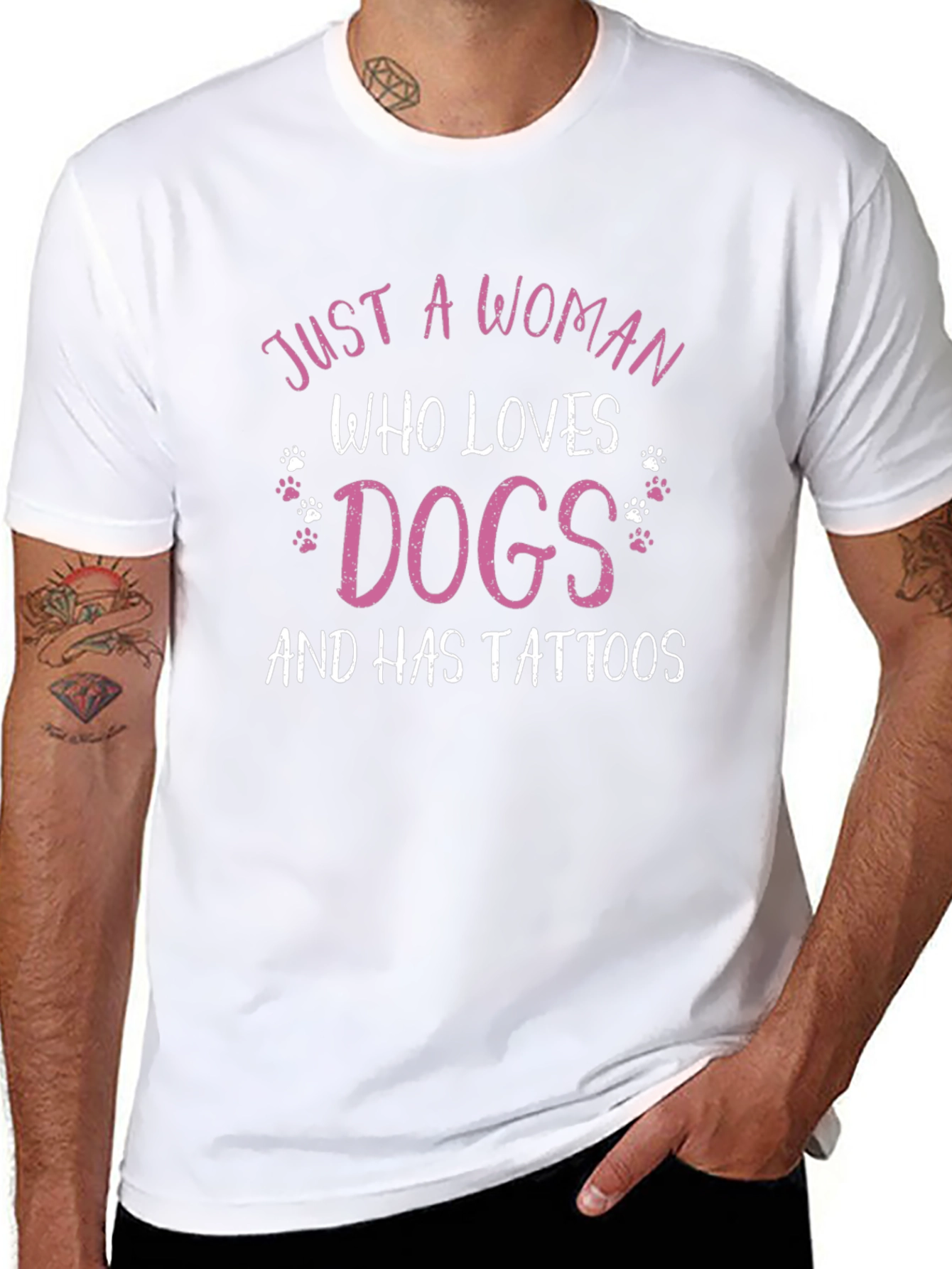Woman Loves Dogs T-Shirt Tattooed Lady Tee