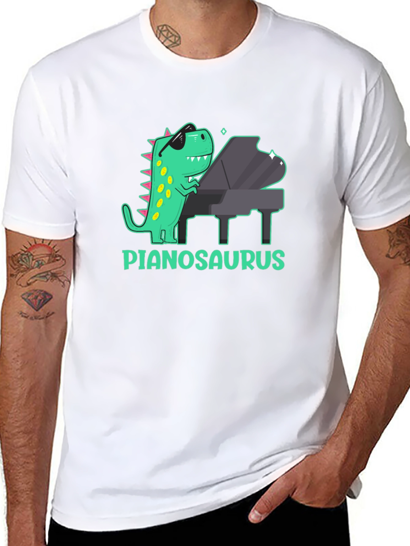 Pianosaurus T-Shirt: Dinosaur Playing Piano