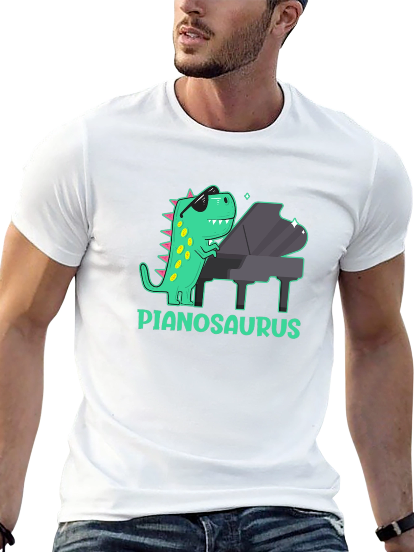Pianosaurus T-Shirt: Dinosaur Playing Piano