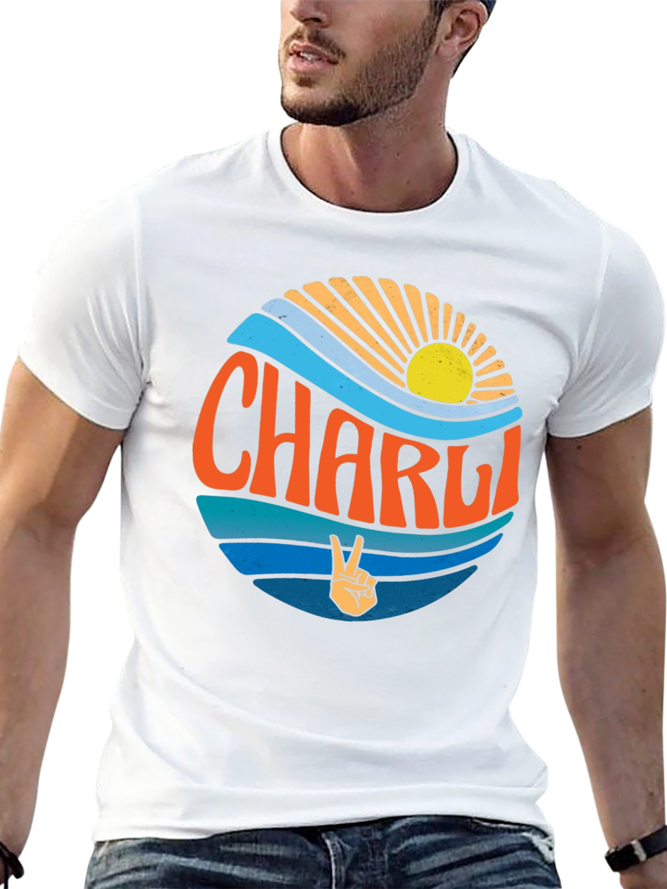 Charli Peace Sign T-Shirt - Retro Surf Style