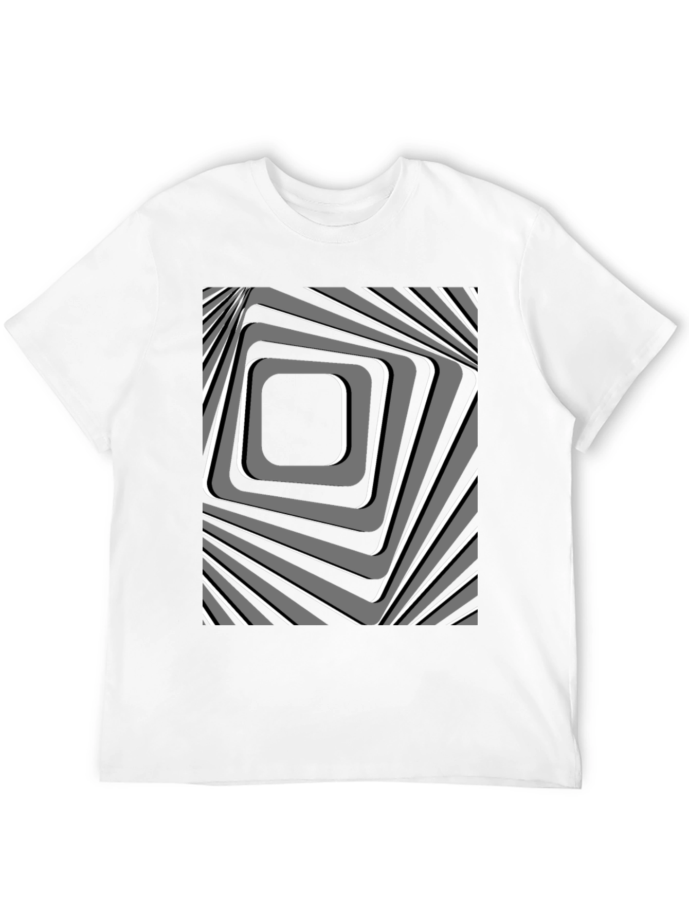 Abstract Square Pattern Black T-Shirt
