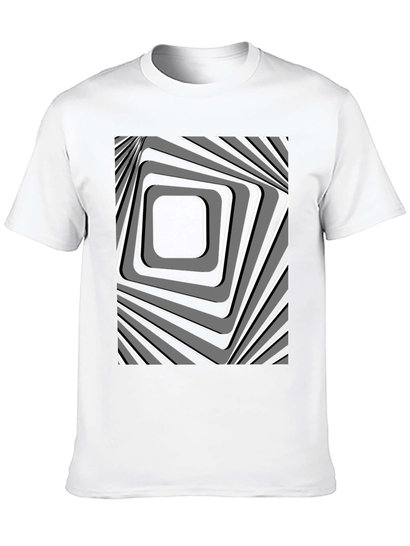 Abstract Square Pattern Black T-Shirt