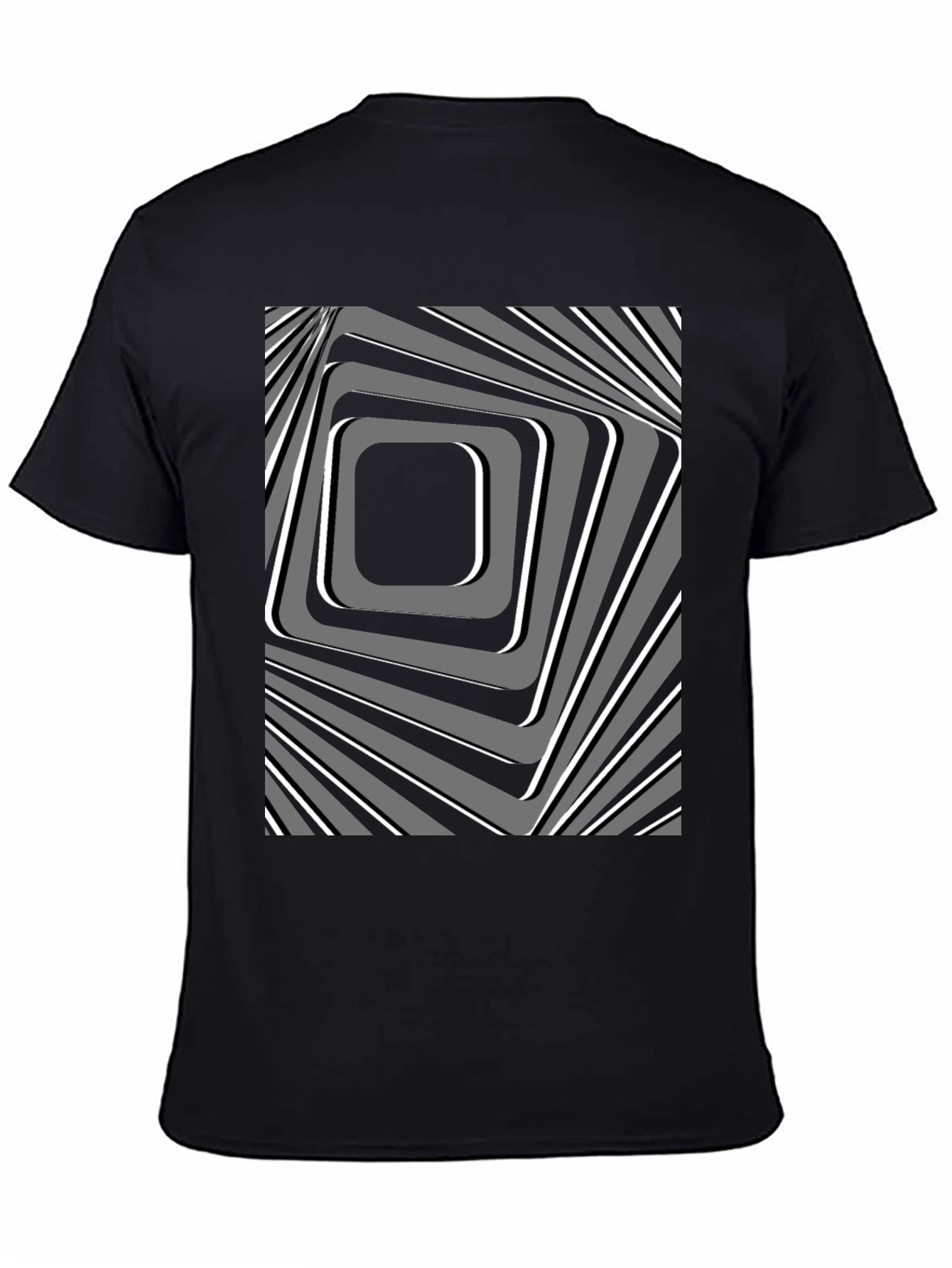 Abstract Square Pattern Black T-Shirt