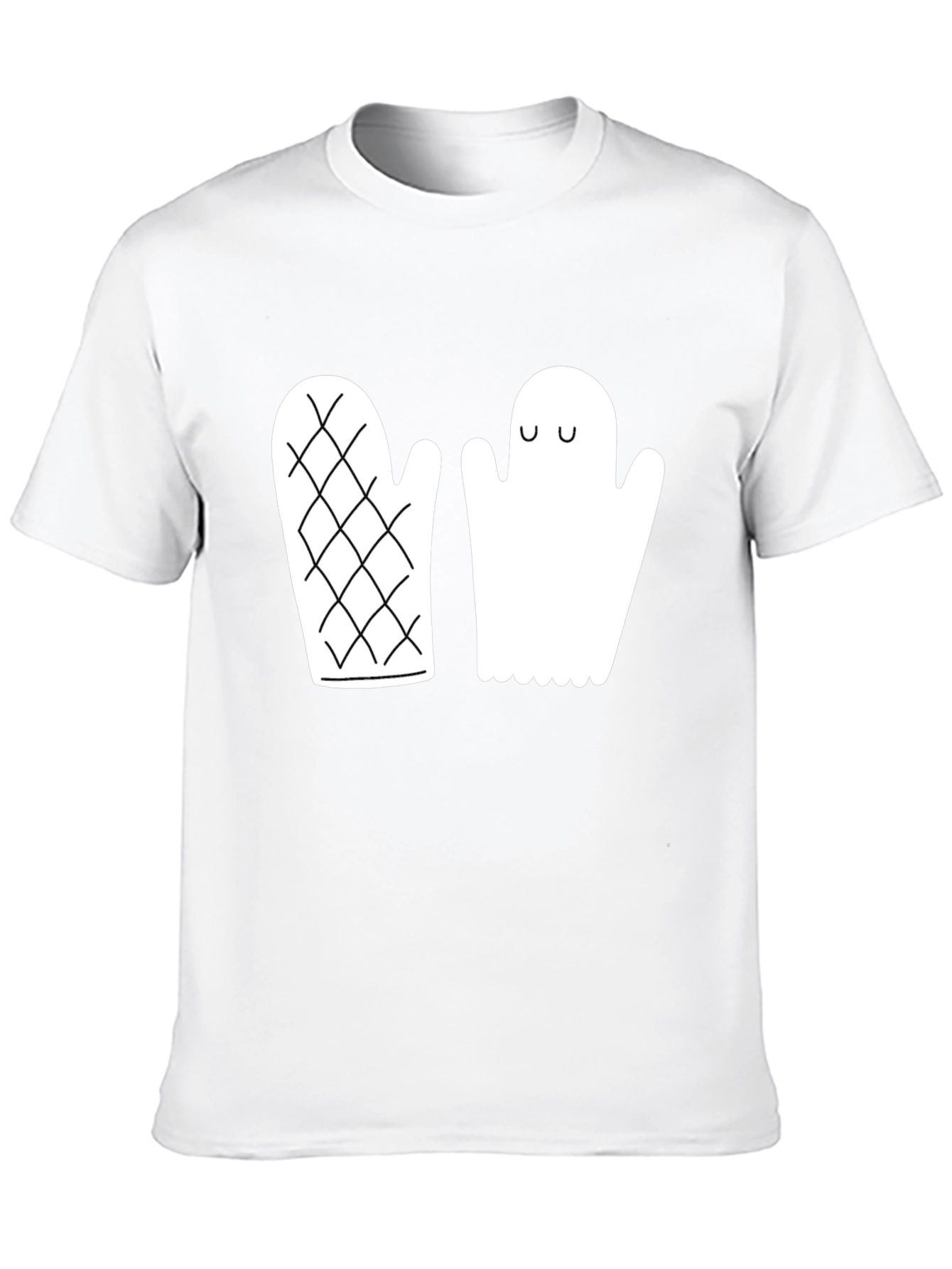 Quirky Ghost & Mitten Black T-Shirt