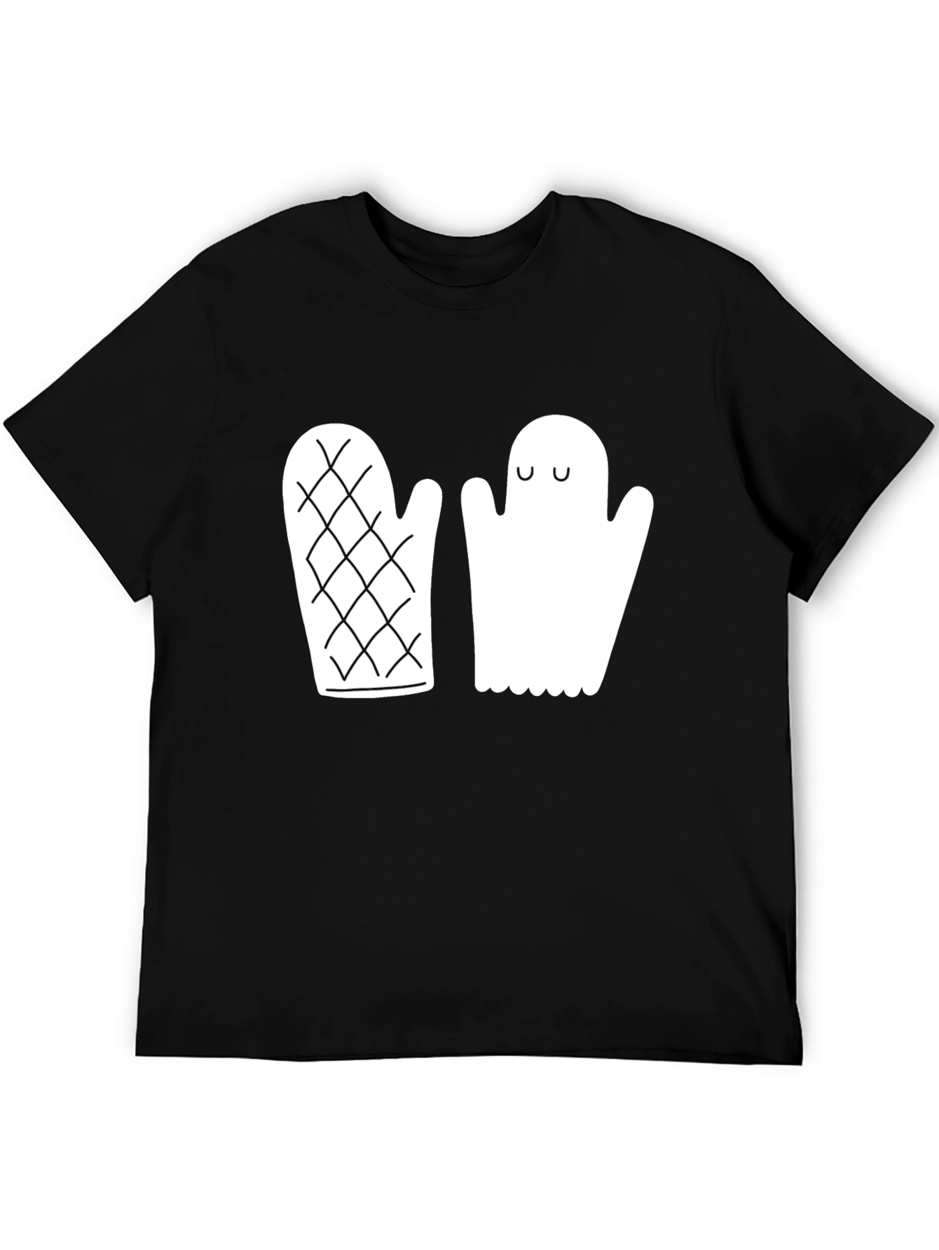 Quirky Ghost & Mitten Black T-Shirt