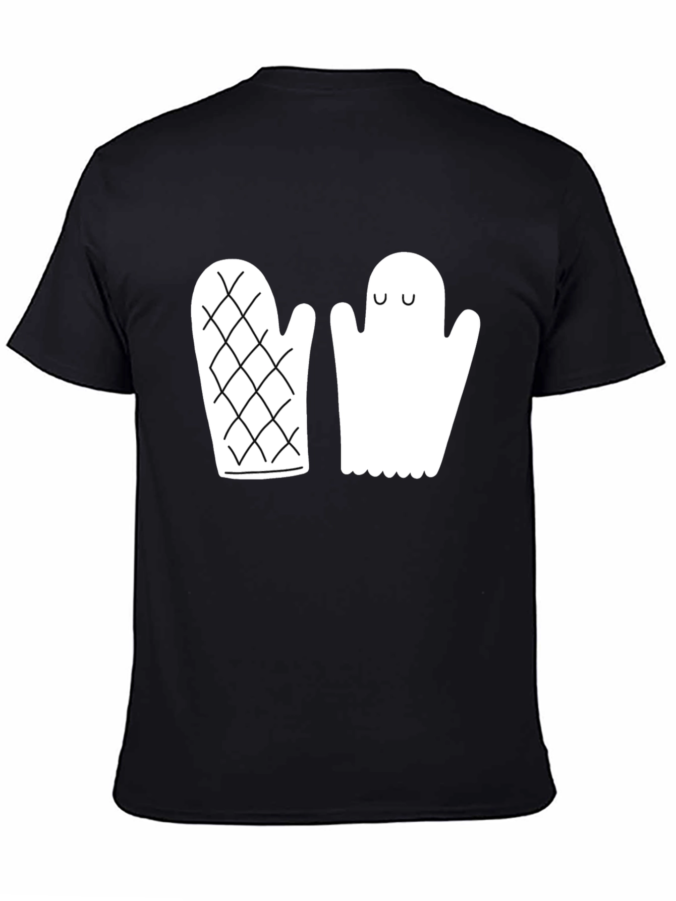 Quirky Ghost & Mitten Black T-Shirt