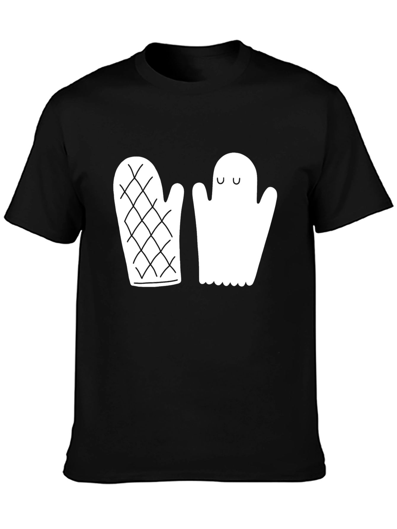 Quirky Ghost & Mitten Black T-Shirt