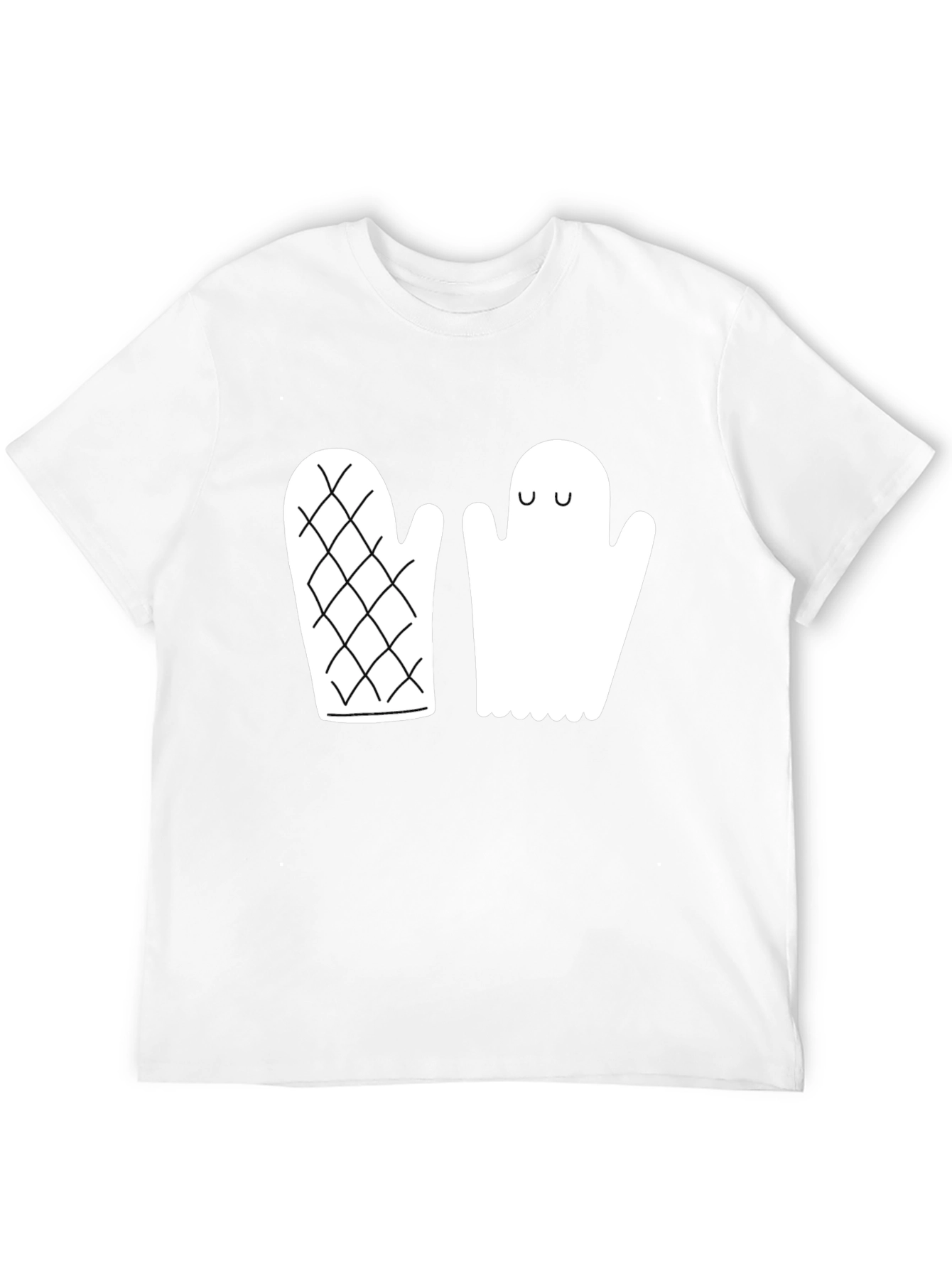 Quirky Ghost & Mitten Black T-Shirt
