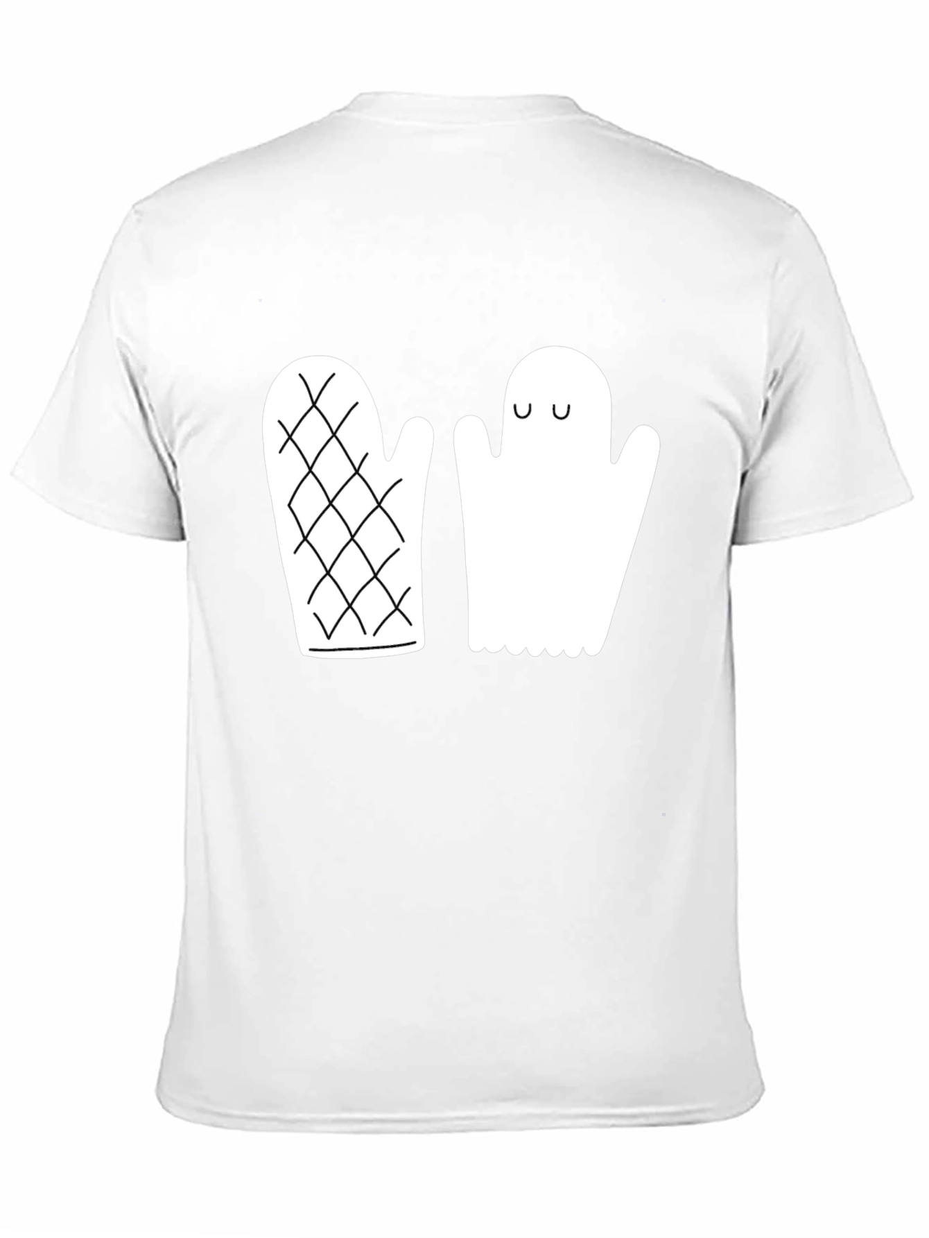 Quirky Ghost & Mitten Black T-Shirt
