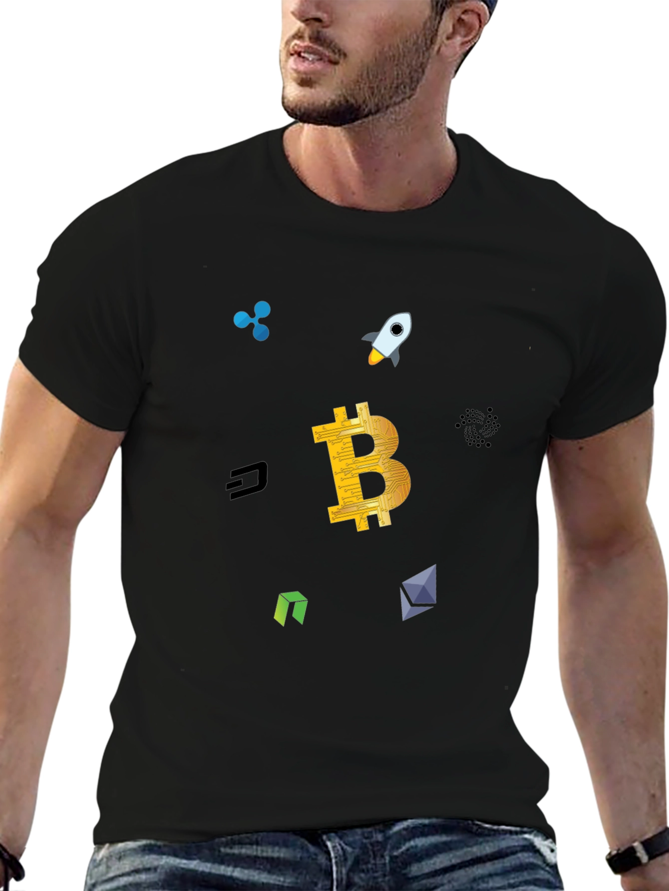 Crypto Currency T-Shirt Bitcoin Rocket