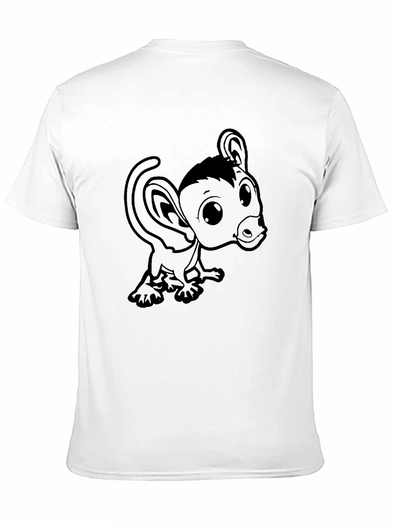Black T-Shirt with Cartoon Monkey Design