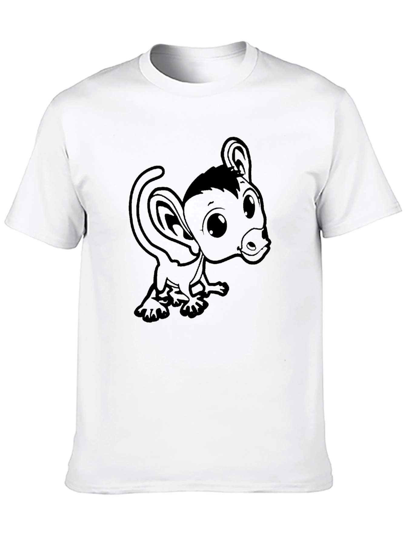 Black T-Shirt with Cartoon Monkey Design