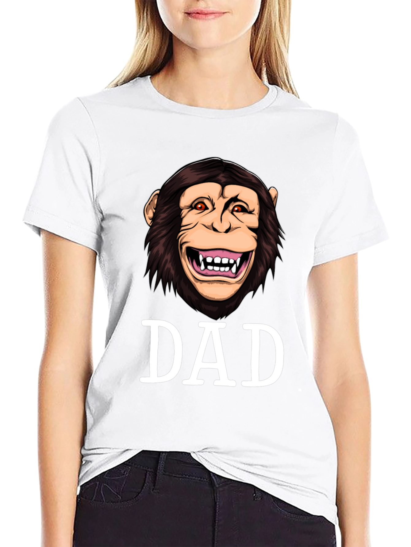 Funny Monkey Dad Graphic Tee - Black