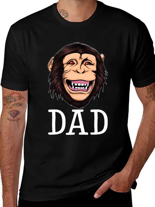 Funny Monkey Dad Graphic Tee - Black