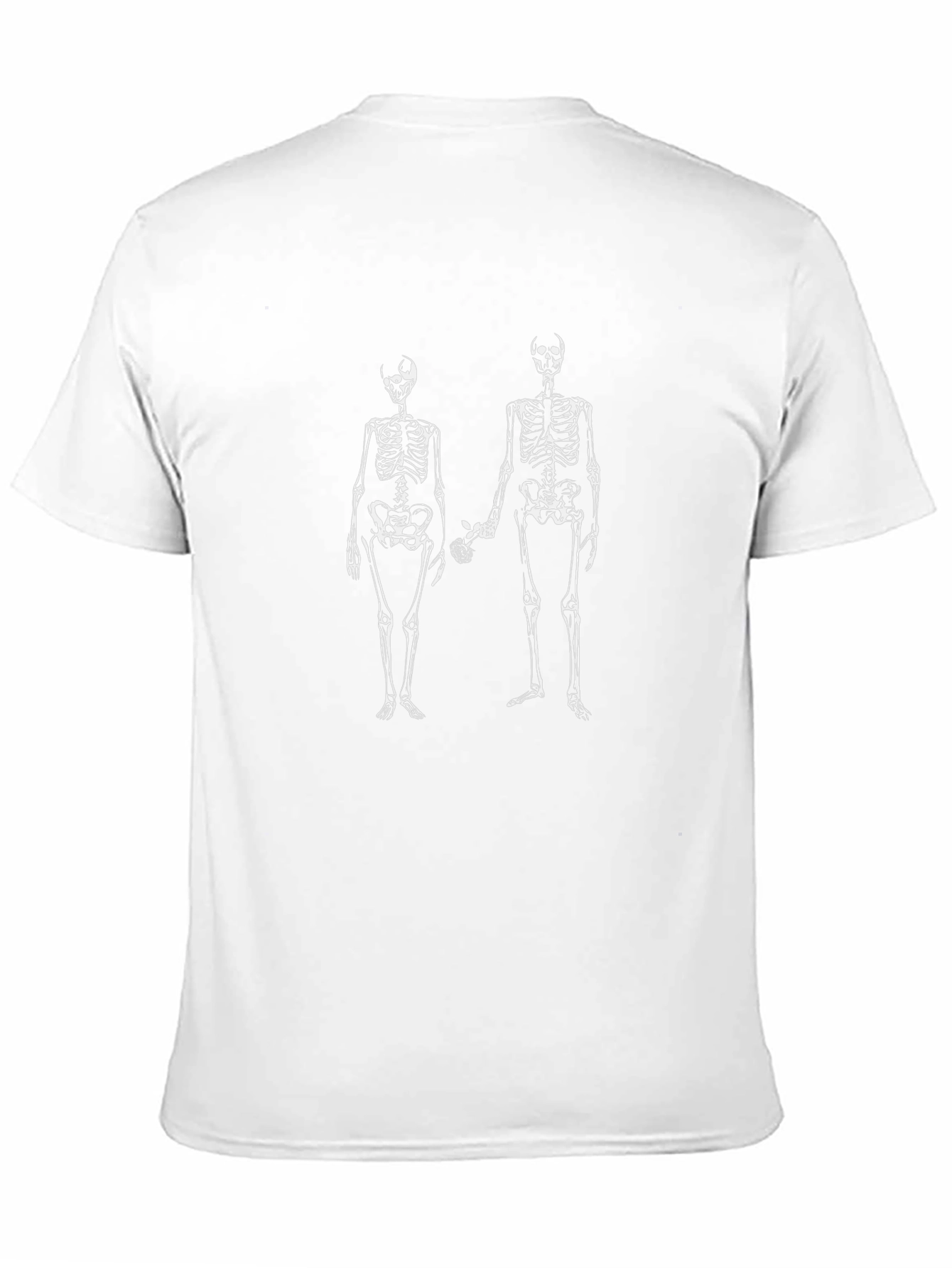 Skeleton Couple Holding Rose Graphic T-Shirt