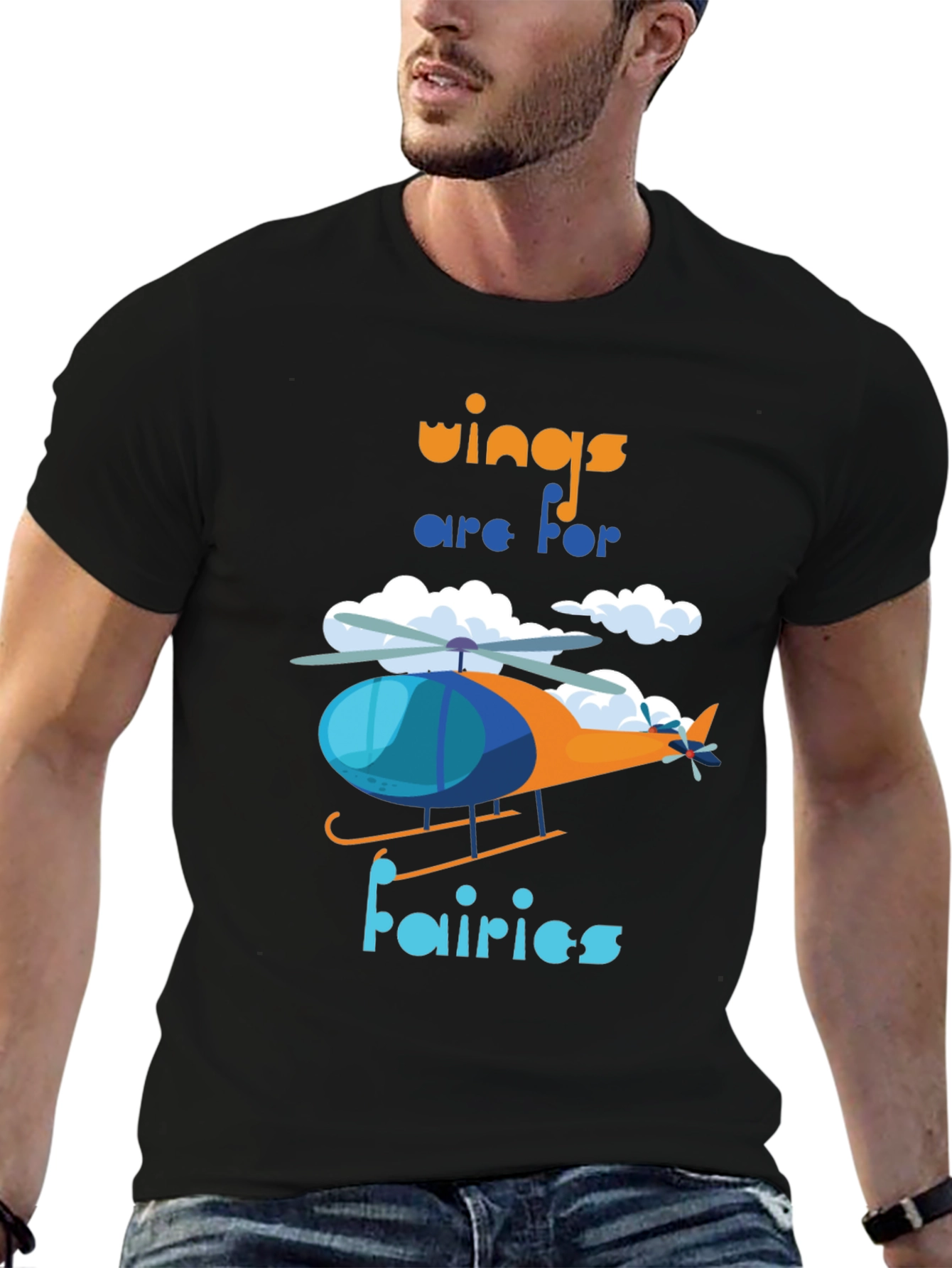 Wings Are For Fairies Helicopter Graphic Tee