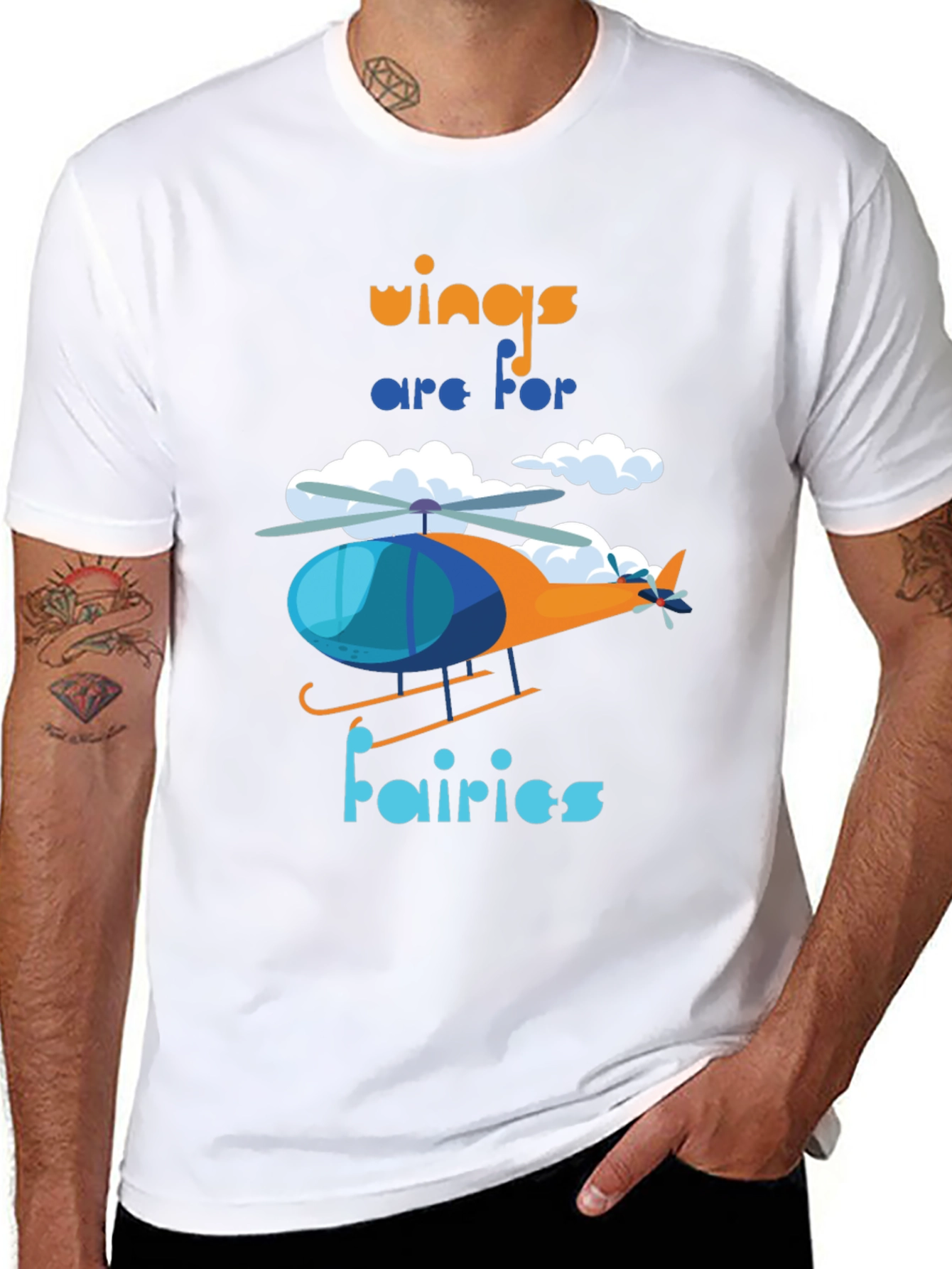 Wings Are For Fairies Helicopter Graphic Tee