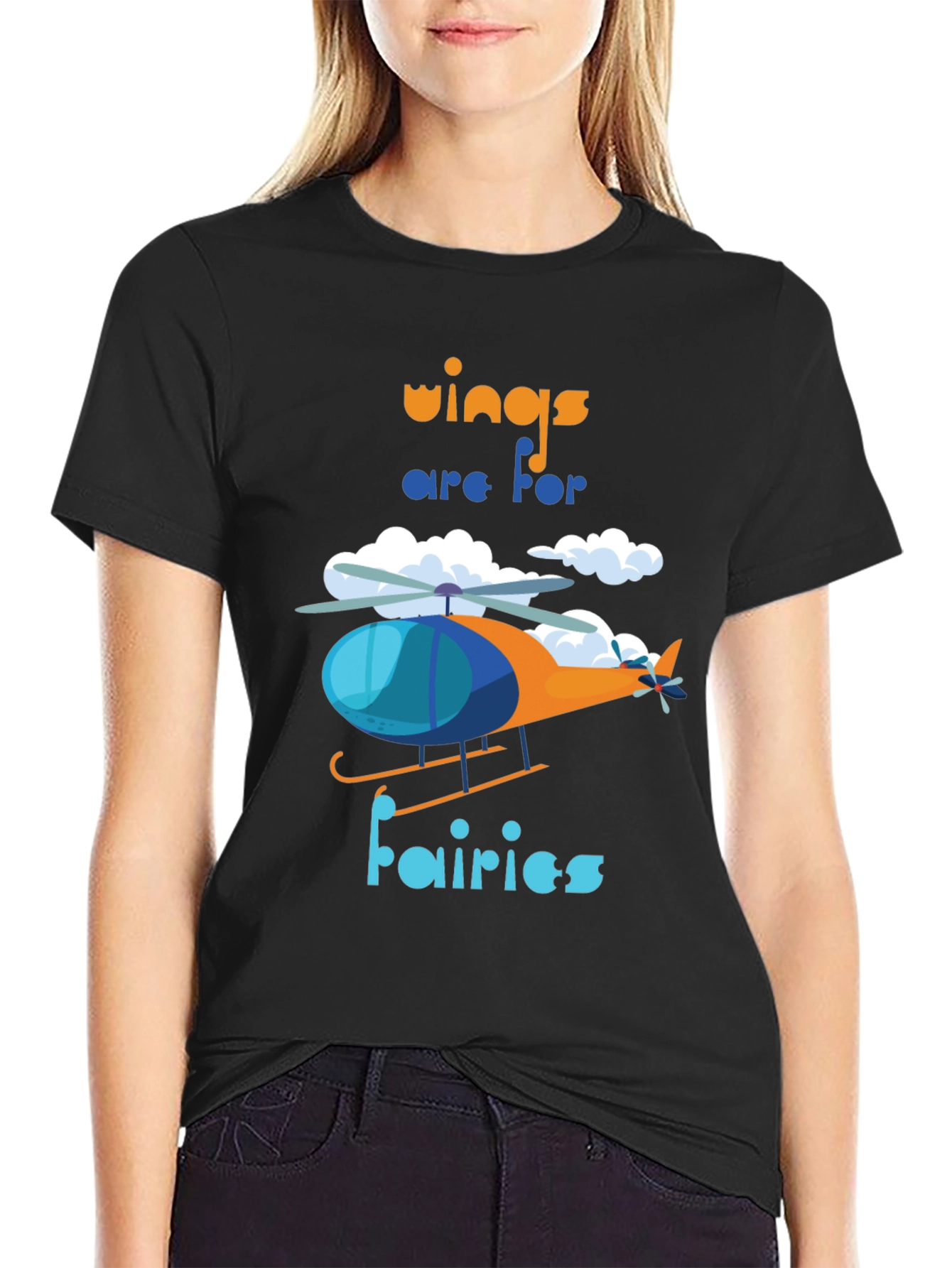 Wings Are For Fairies Helicopter Graphic Tee