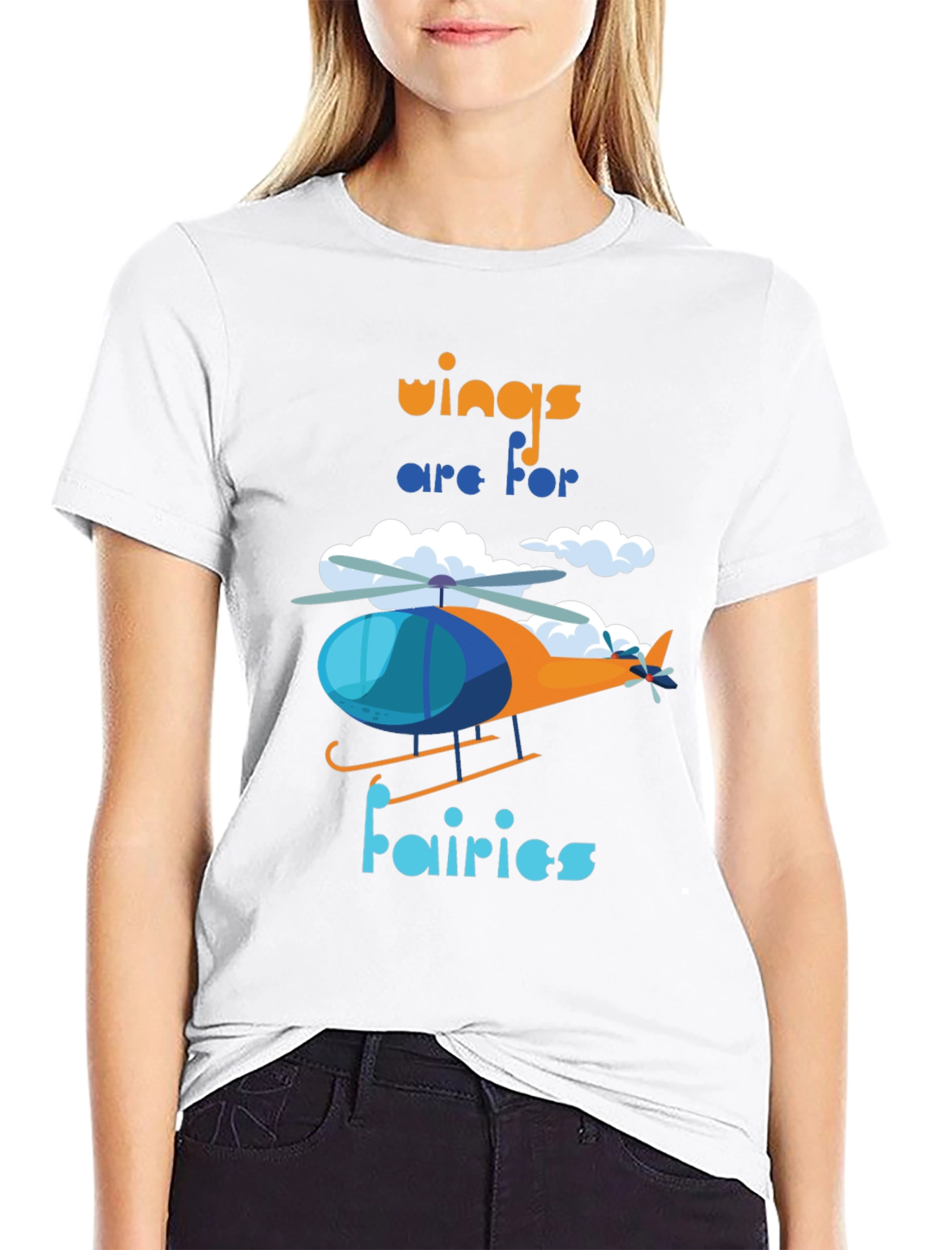 Wings Are For Fairies Helicopter Graphic Tee
