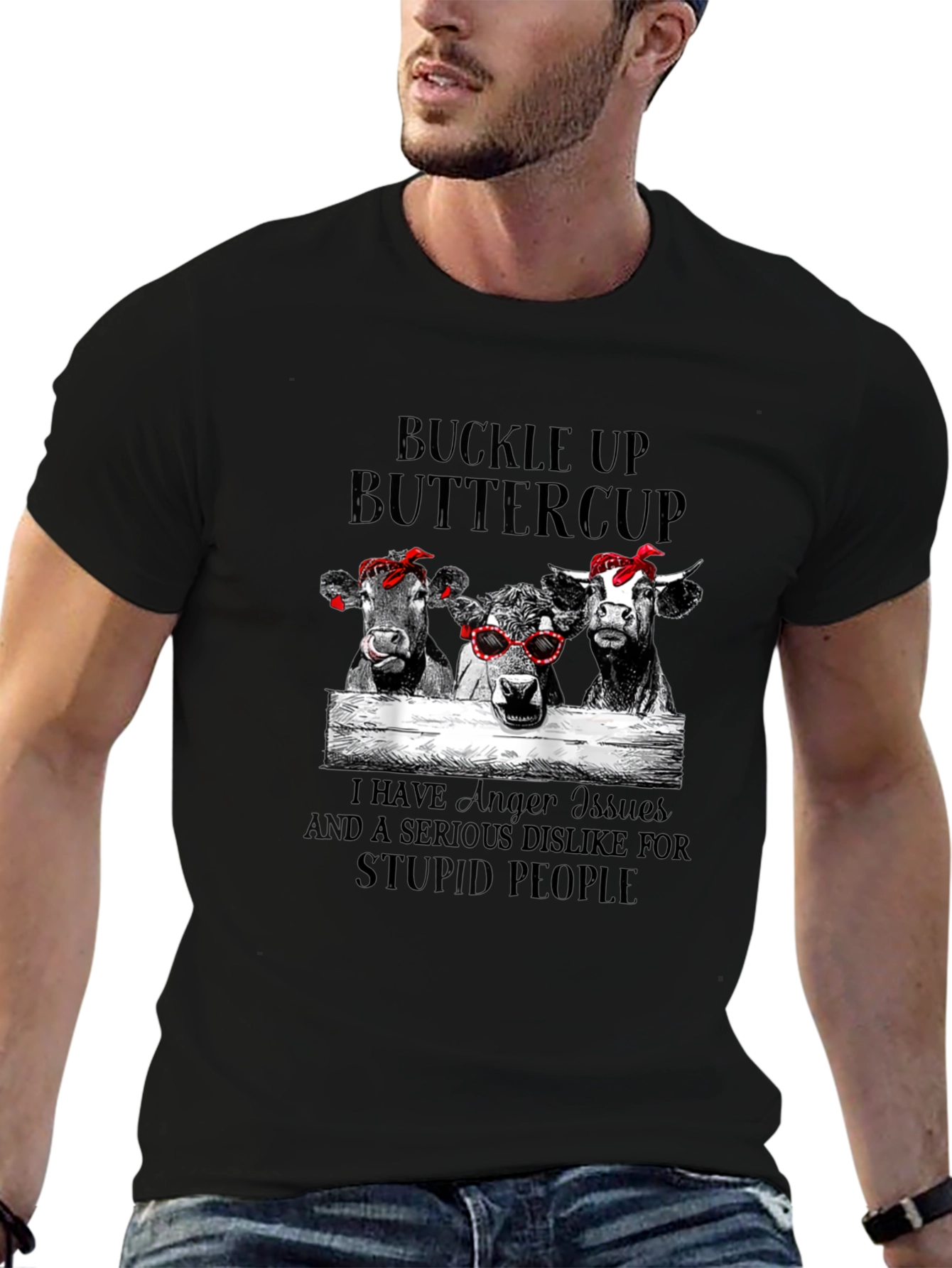 Buckle Up Buttercup Cows Graphic Tee