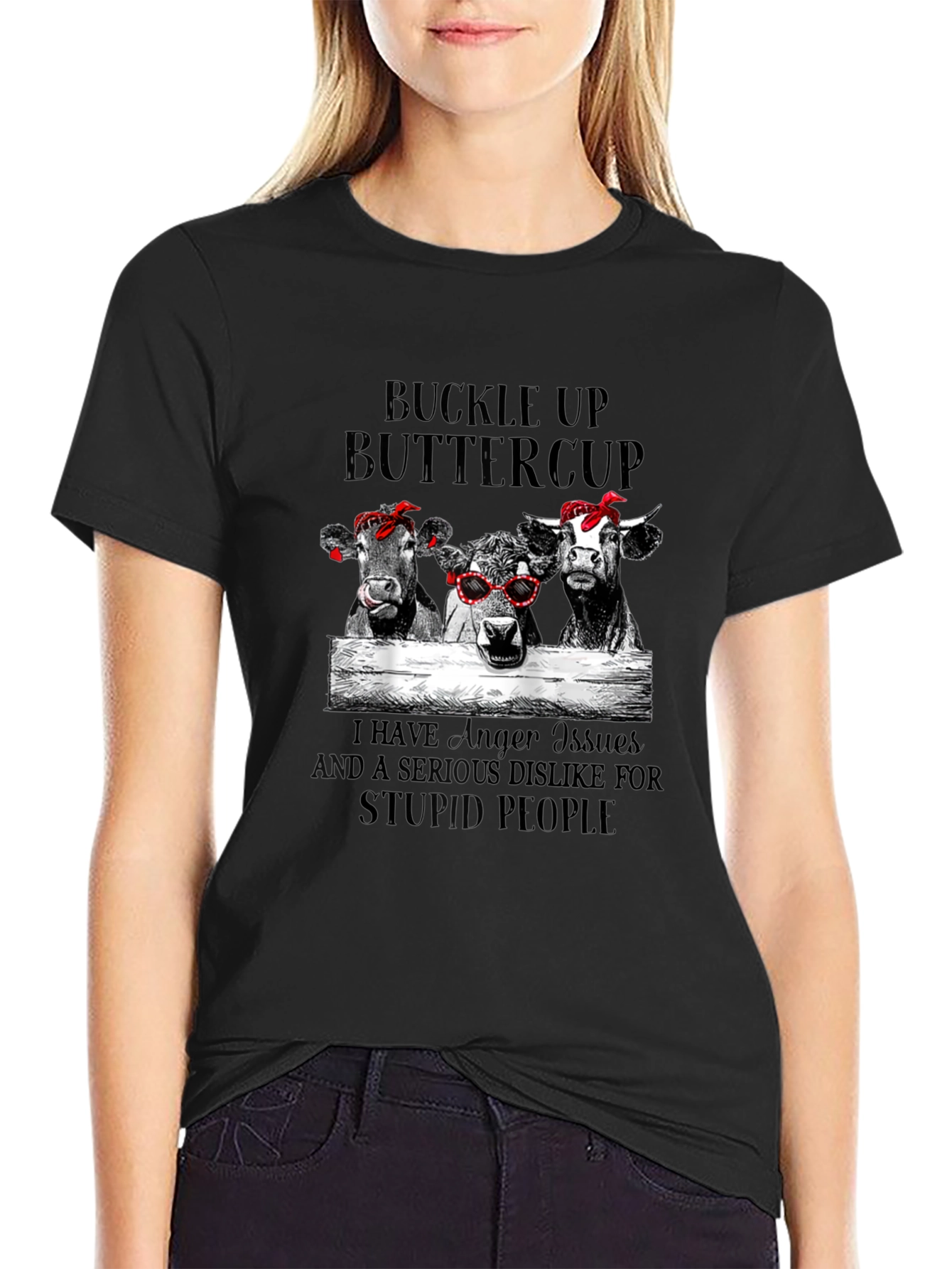 Buckle Up Buttercup Cows Graphic Tee