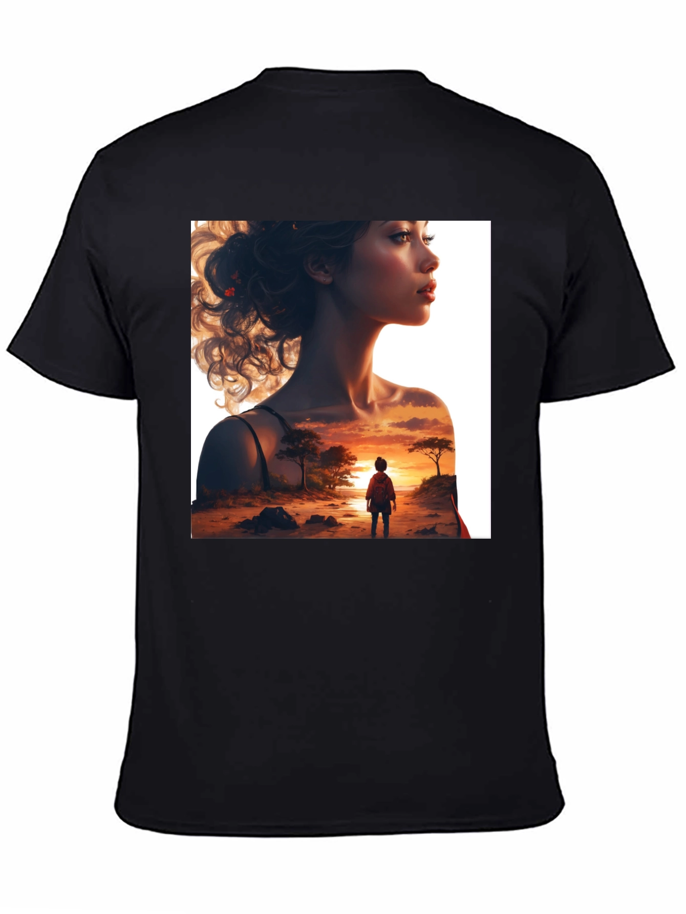 Sunset Silhouette Graphic Tee - Stylish Black T-Shirt