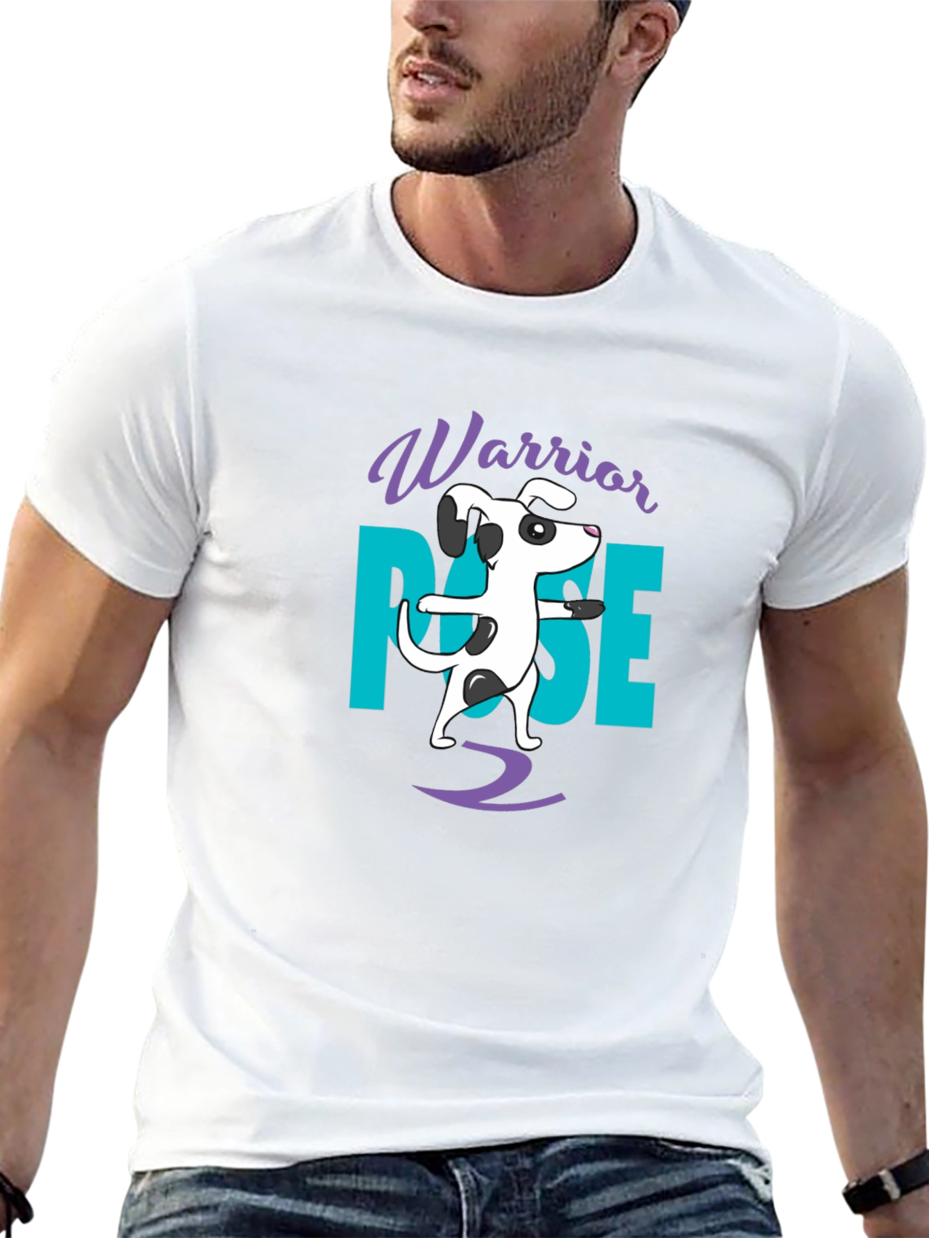 Warrior Pose Dog Black T-Shirt