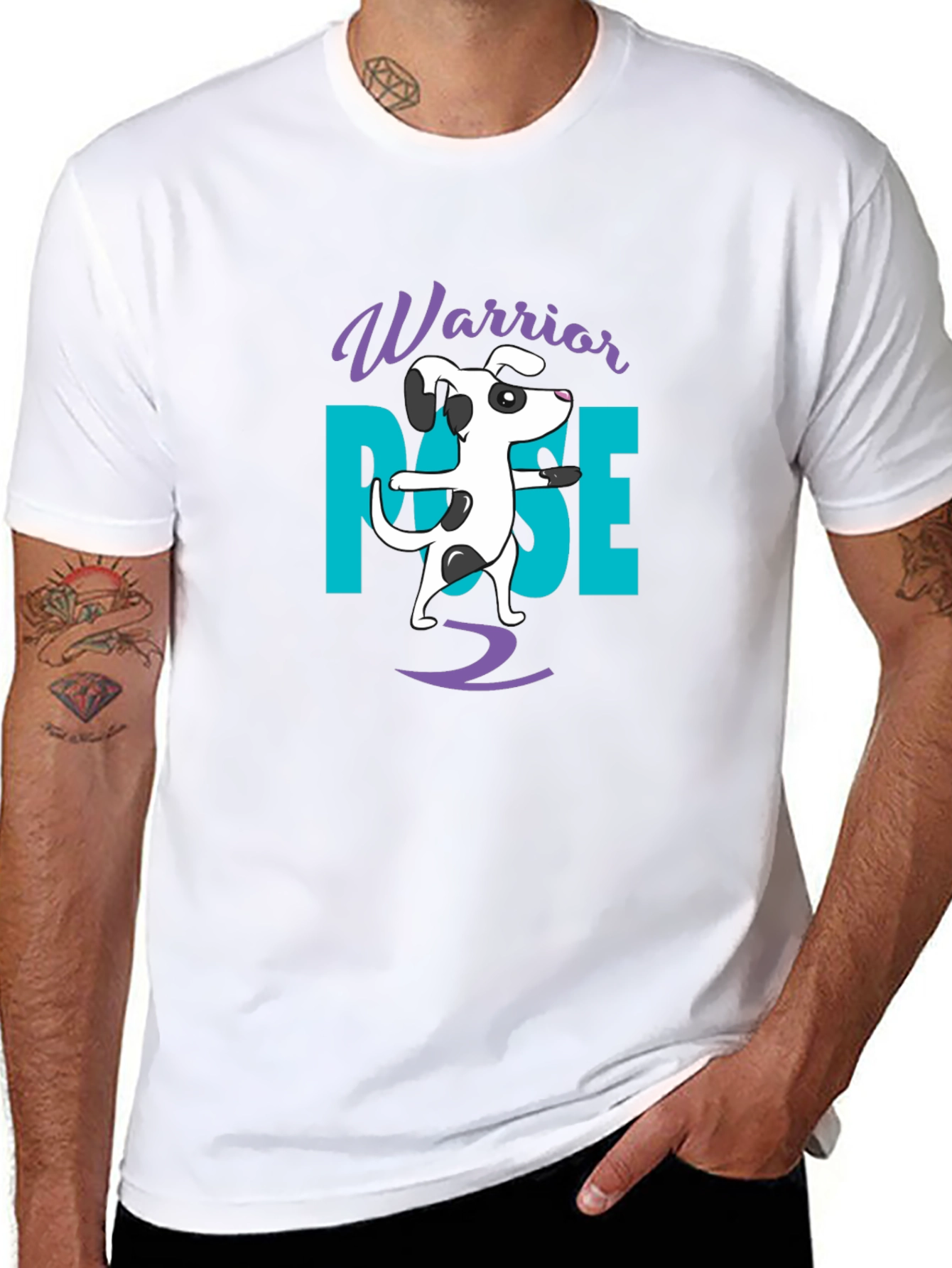 Warrior Pose Dog Black T-Shirt