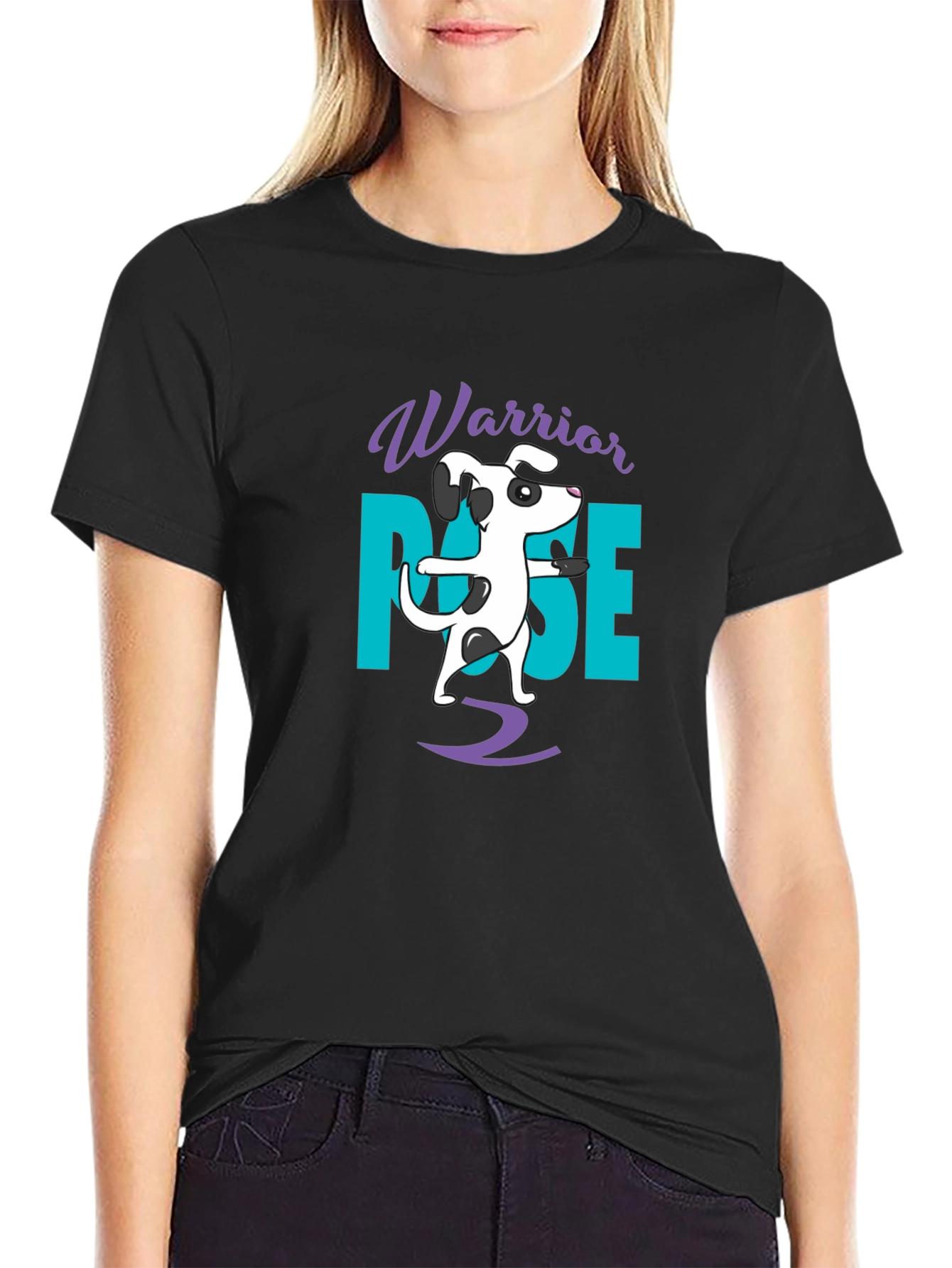 Warrior Pose Dog Black T-Shirt