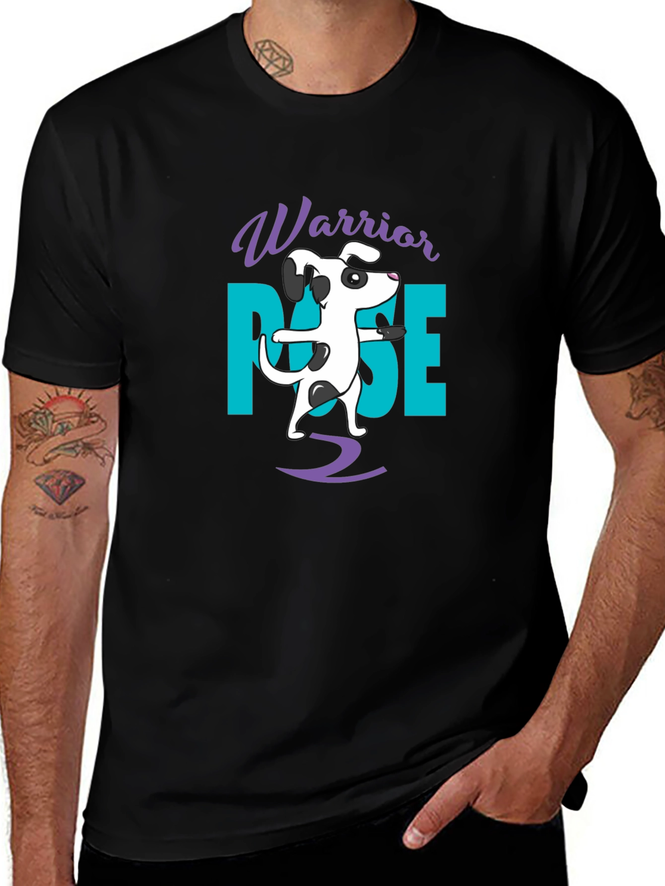 Warrior Pose Dog Black T-Shirt