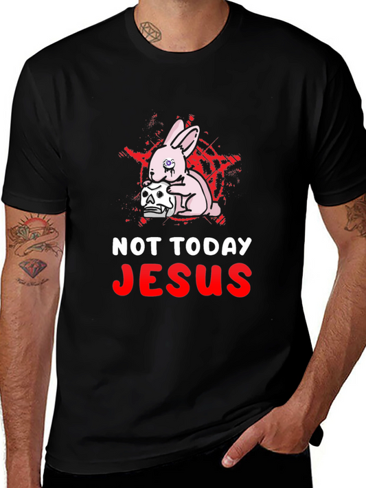 Not Today Jesus T-Shirt - Gothic Bunny & Skull Design