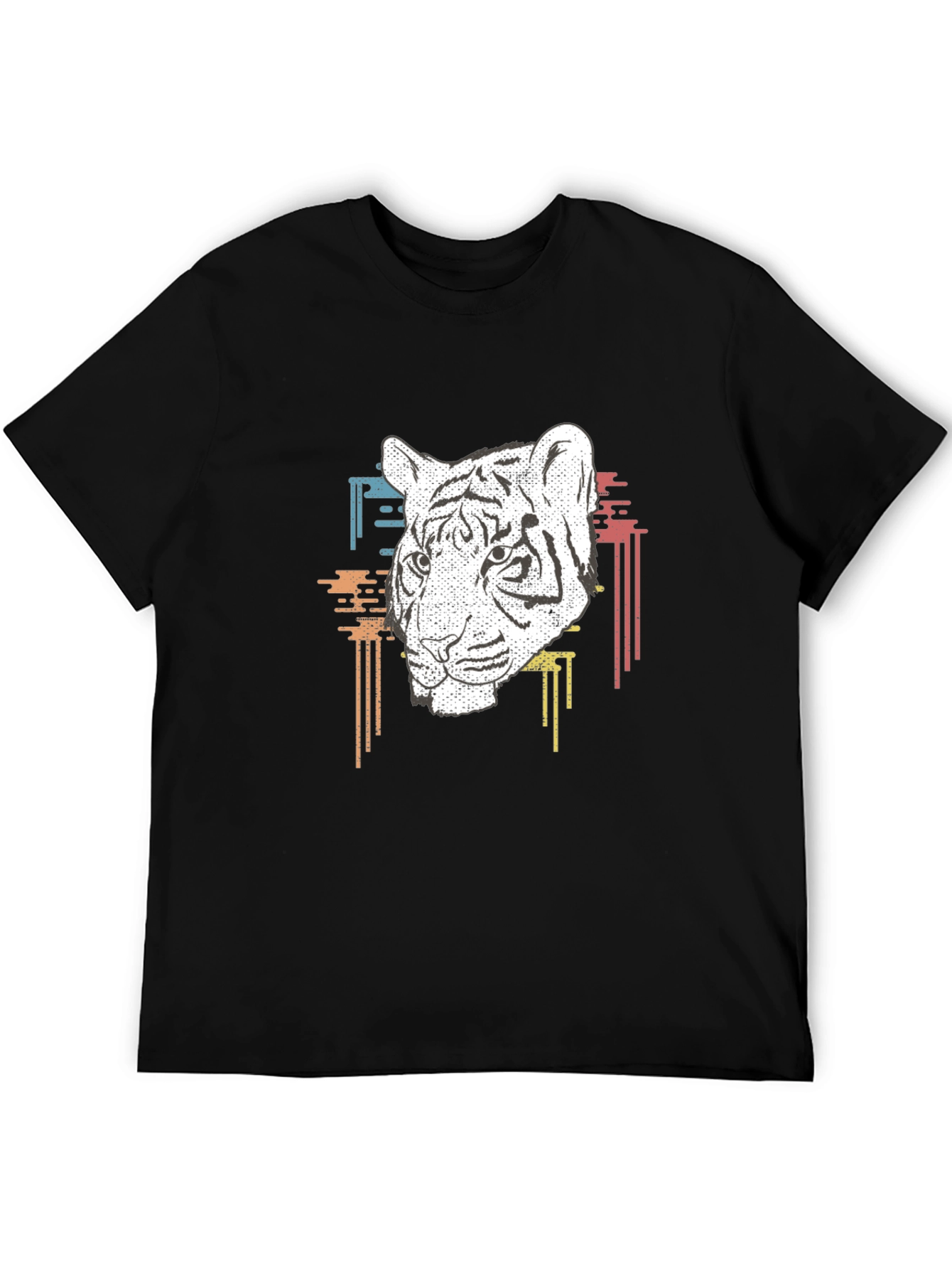 Tiger Graphic Print Mens Black T-Shirt