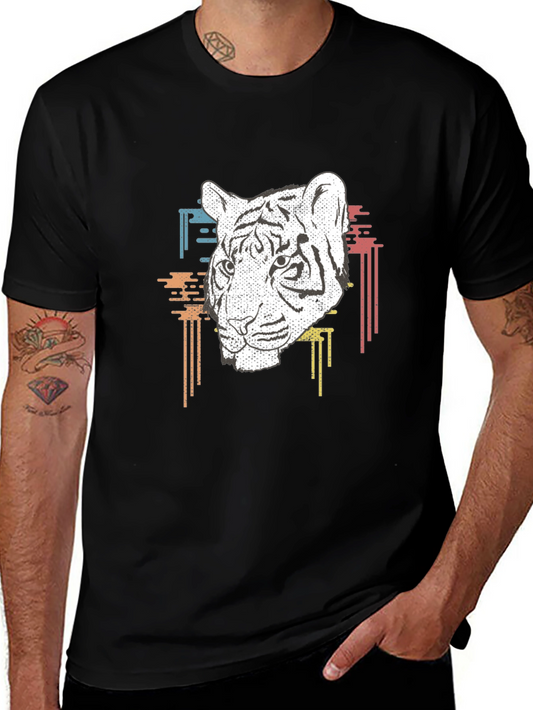 Tiger Graphic Print Mens Black T-Shirt