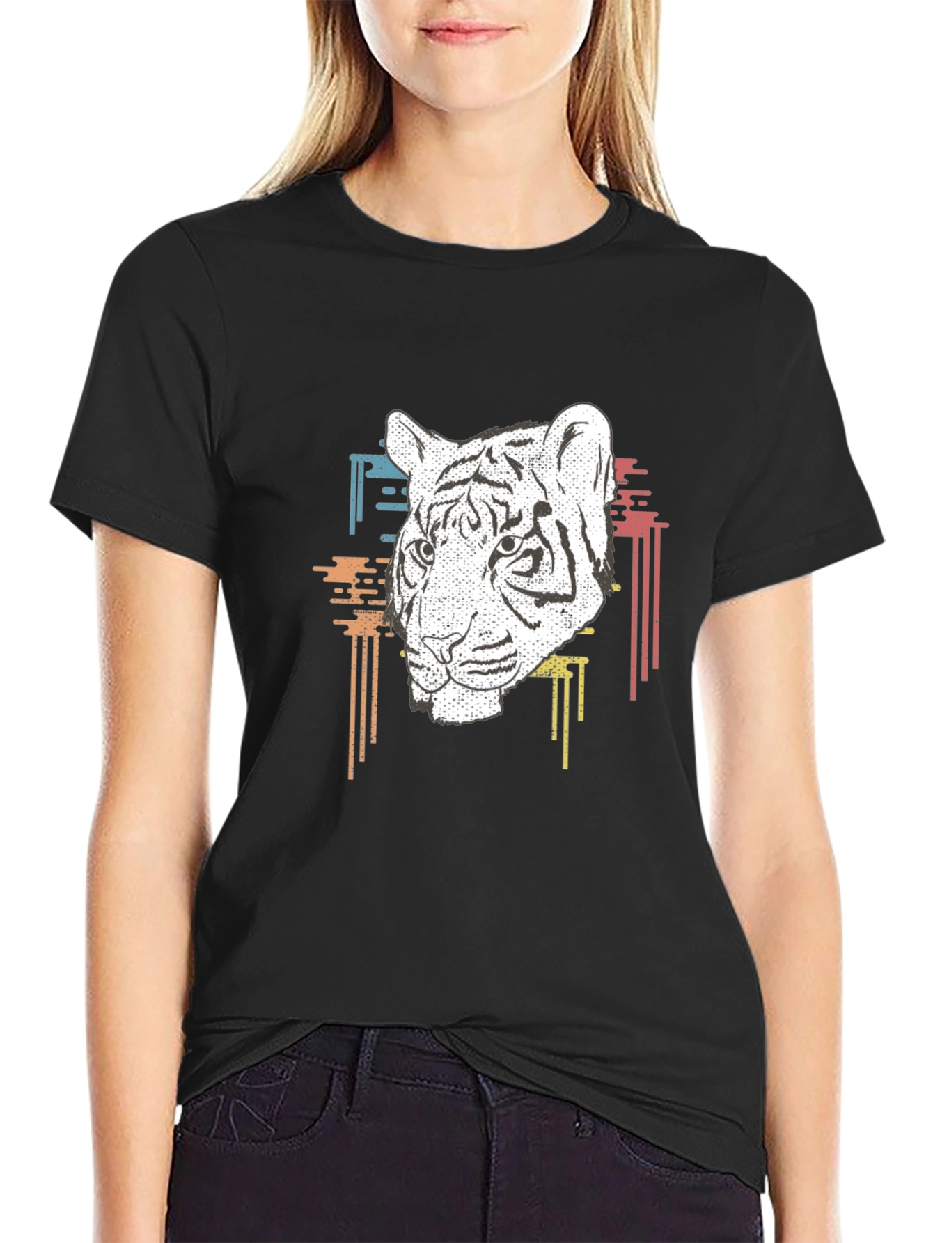 Tiger Graphic Print Mens Black T-Shirt