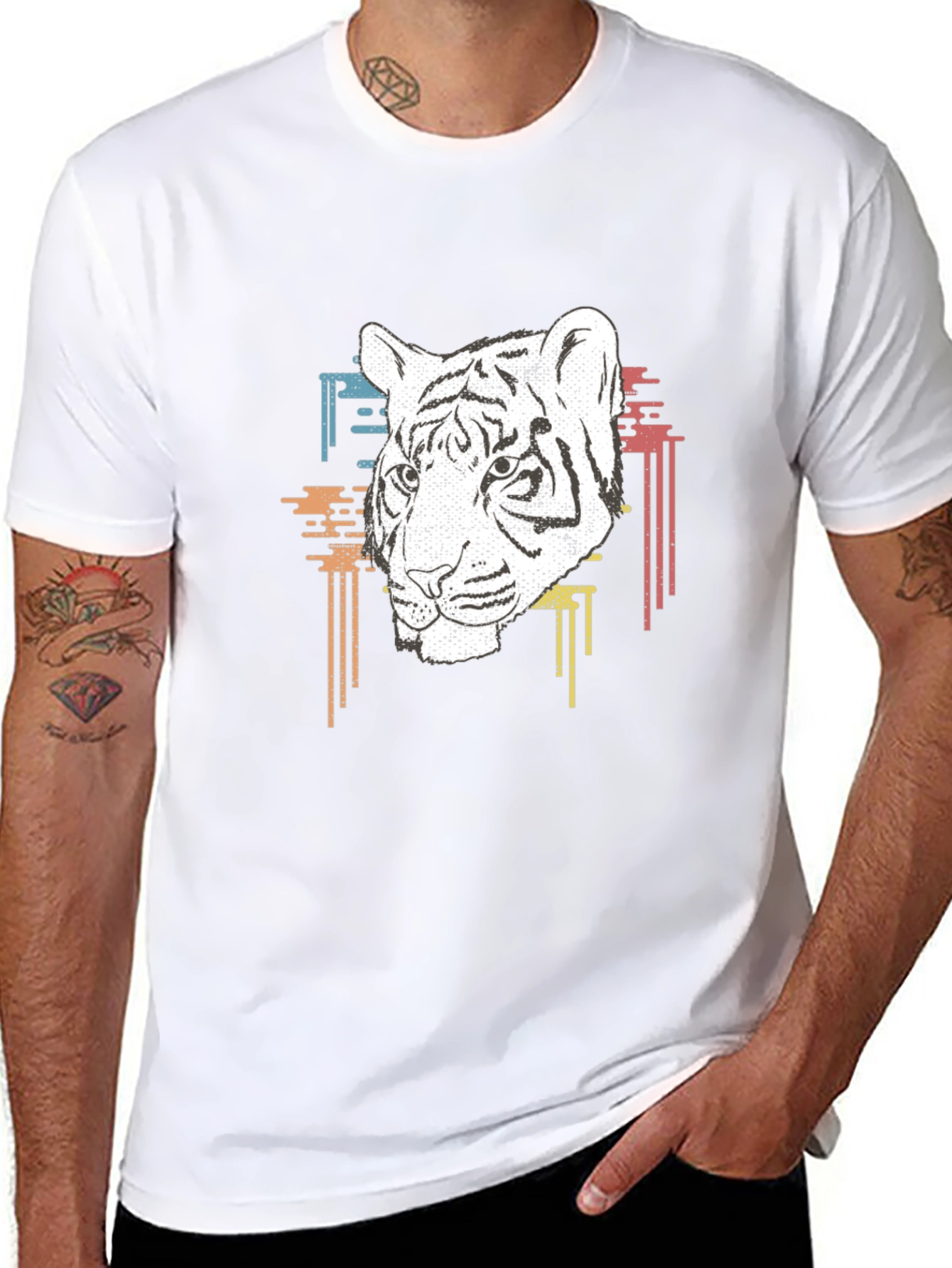 Tiger Graphic Print Mens Black T-Shirt