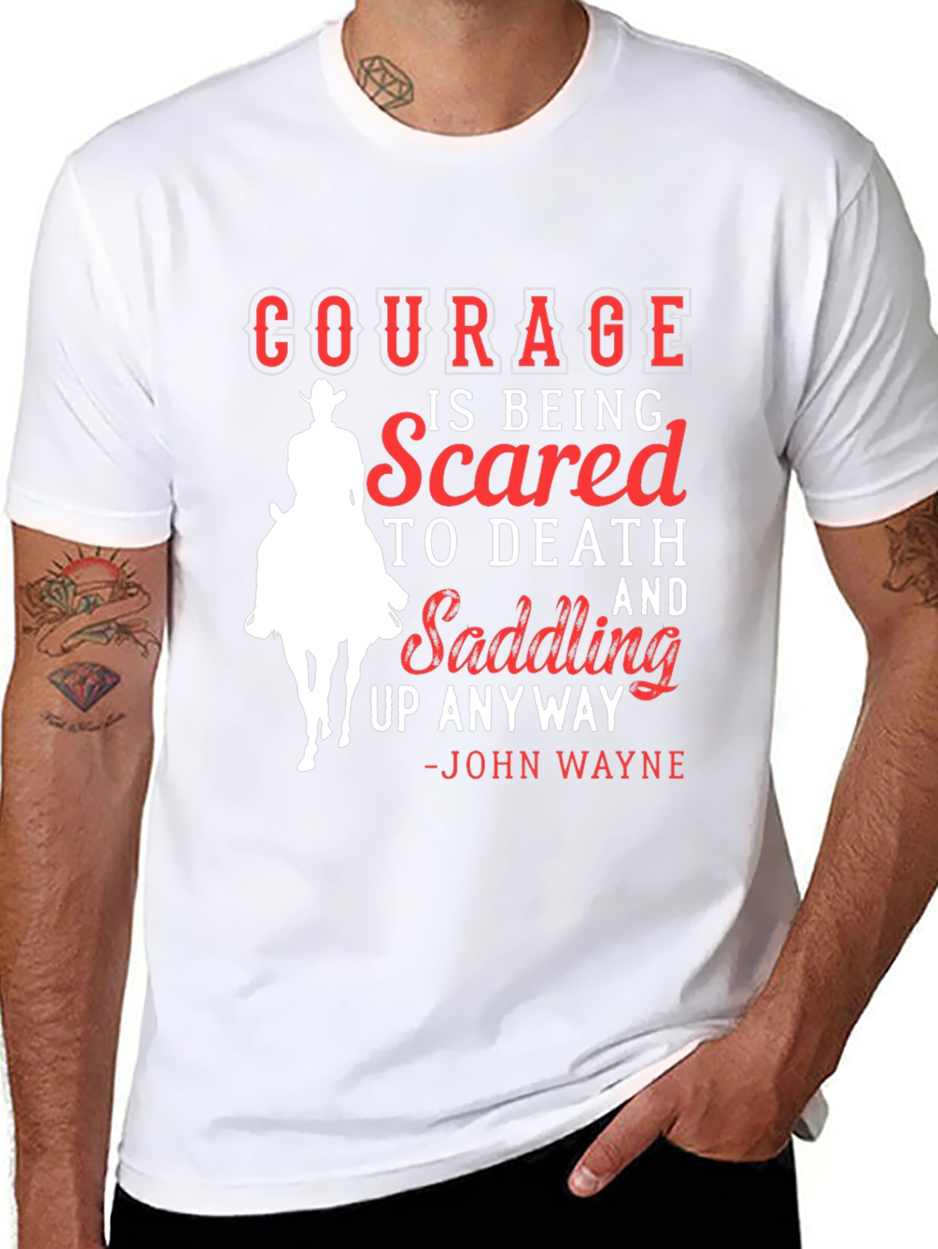 Courageous Cowboy Graphic Tee - John Wayne Quote