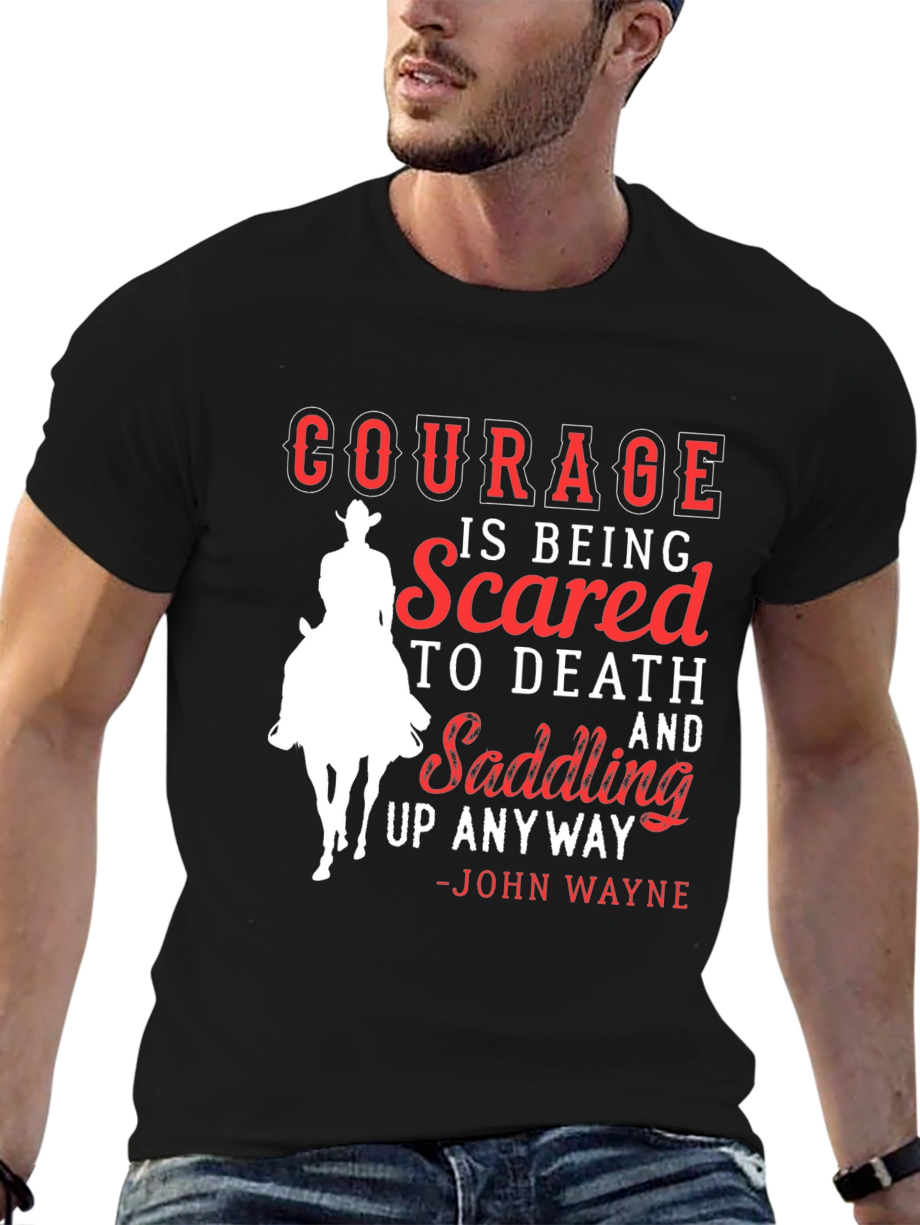 Courageous Cowboy Graphic Tee - John Wayne Quote