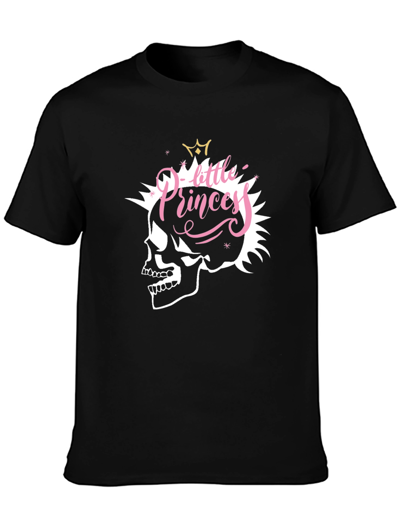 Skull Little Princess Black T-Shirt - Edgy Fashion