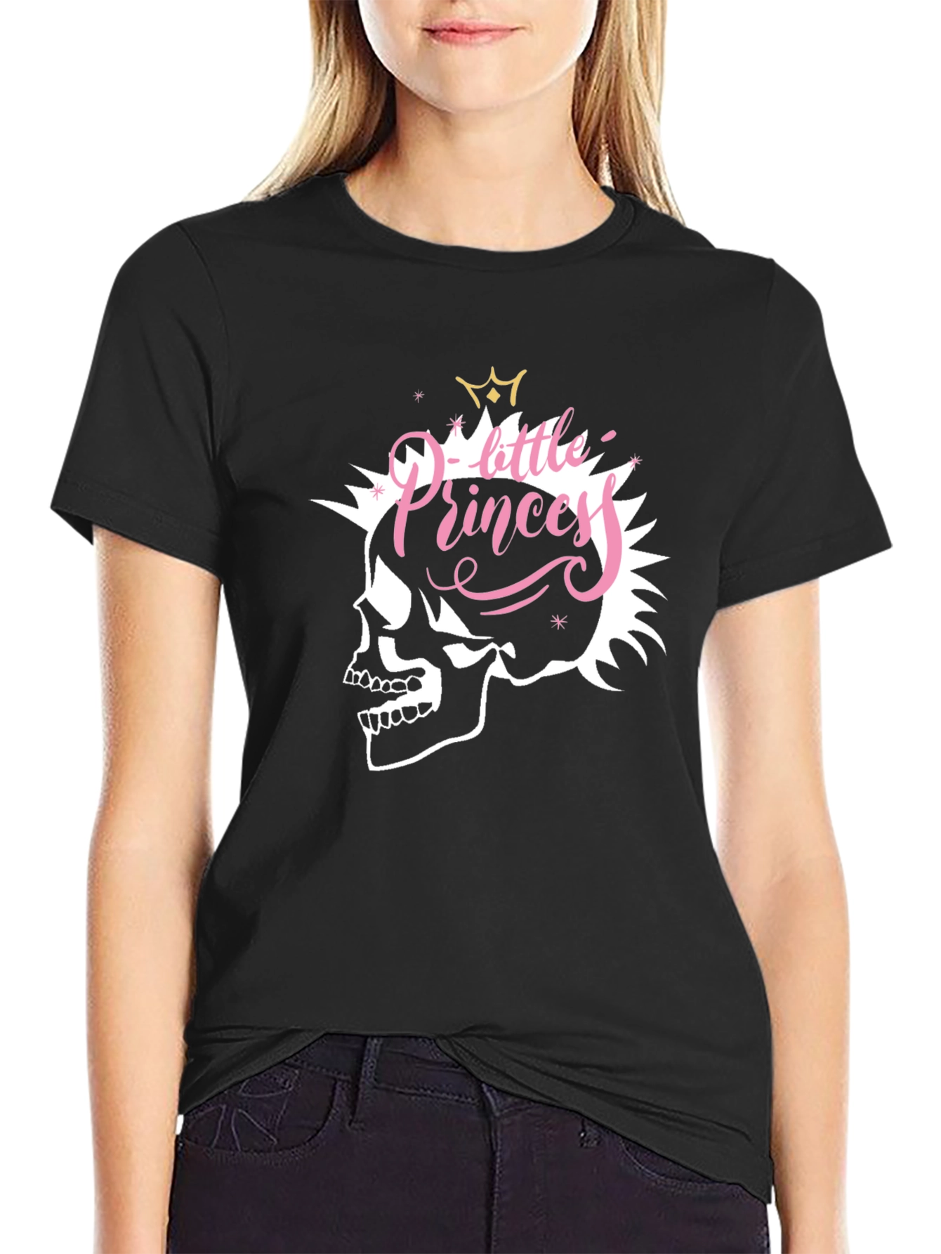 Skull Little Princess Black T-Shirt - Edgy Fashion