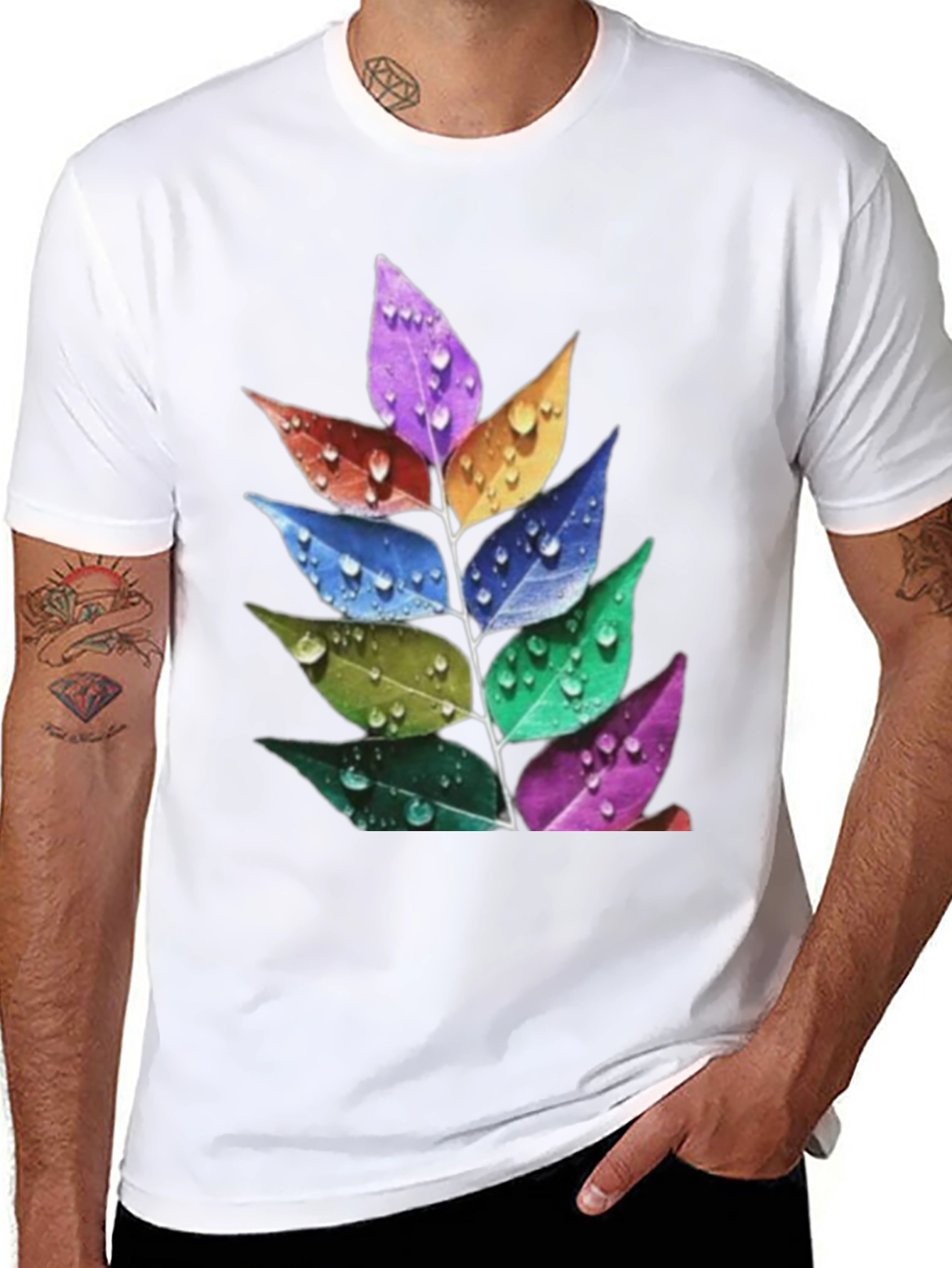 Rainbow Leaf T-Shirt - Stylish Nature Tee