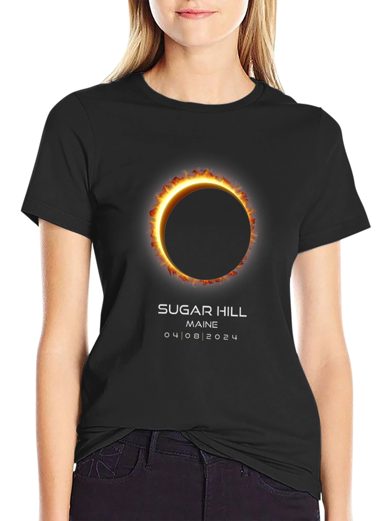 Sugar Hill Maine Eclipse 04/08/2024 Black T-Shirt