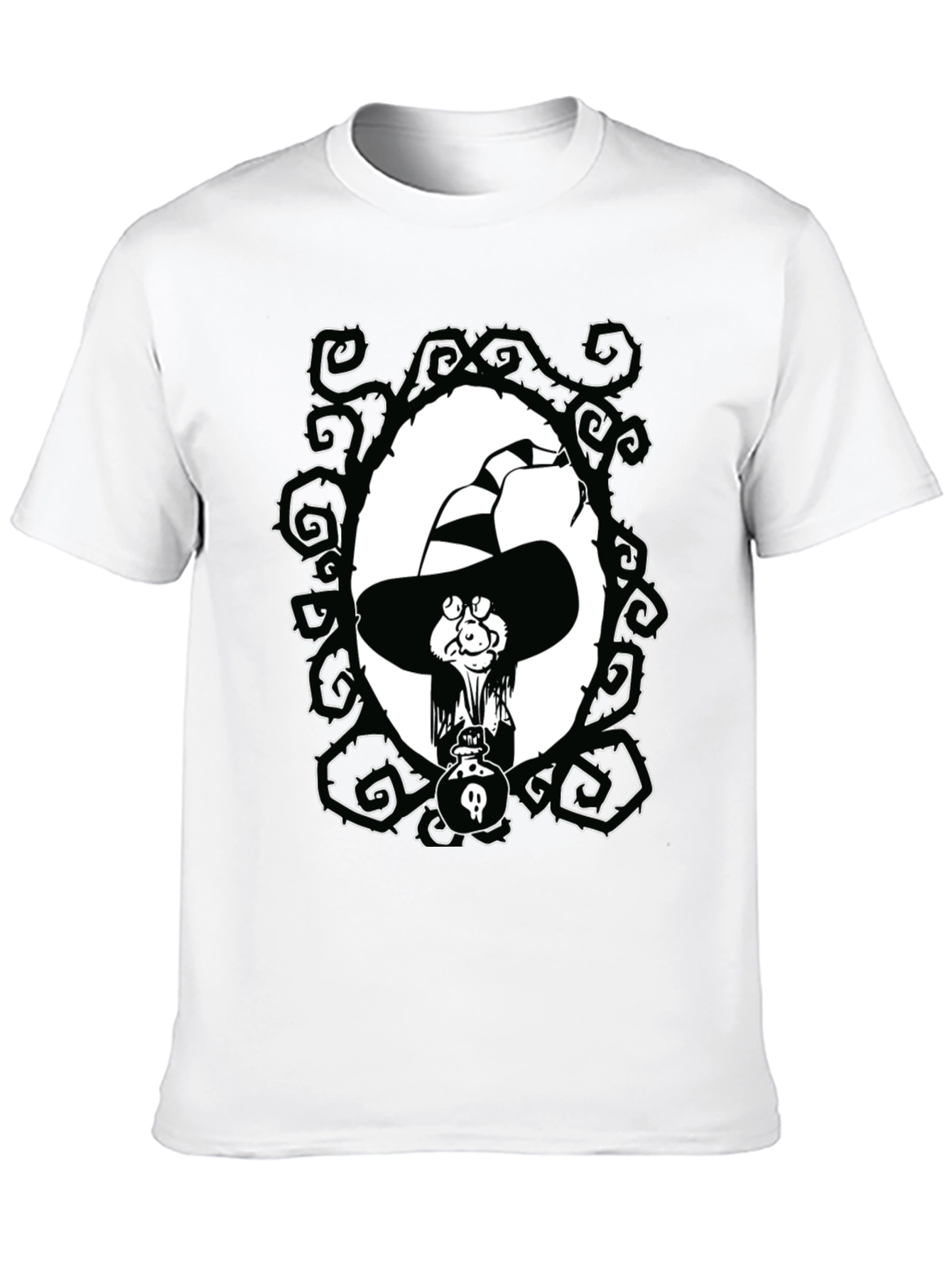 Whimsical Witch Graphic Tee - Unisex Black T-Shirt