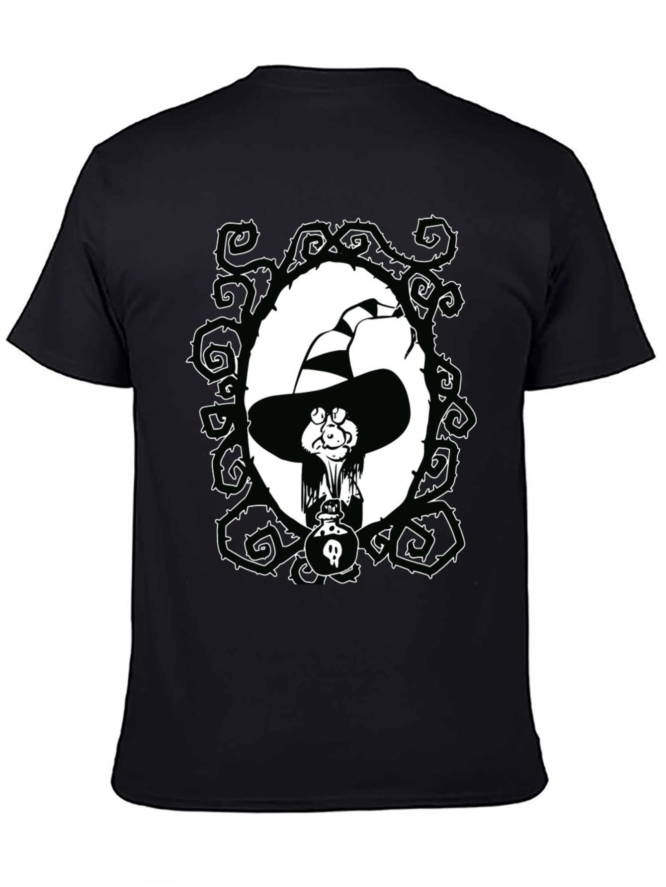 Whimsical Witch Graphic Tee - Unisex Black T-Shirt