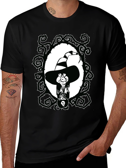 Whimsical Witch Graphic Tee - Unisex Black T-Shirt