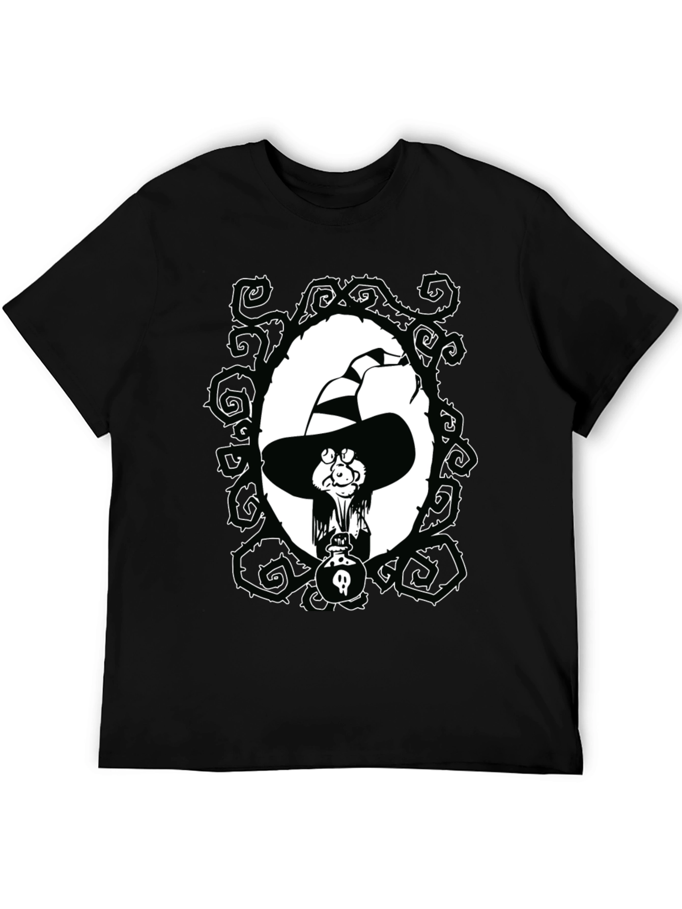 Whimsical Witch Graphic Tee - Unisex Black T-Shirt