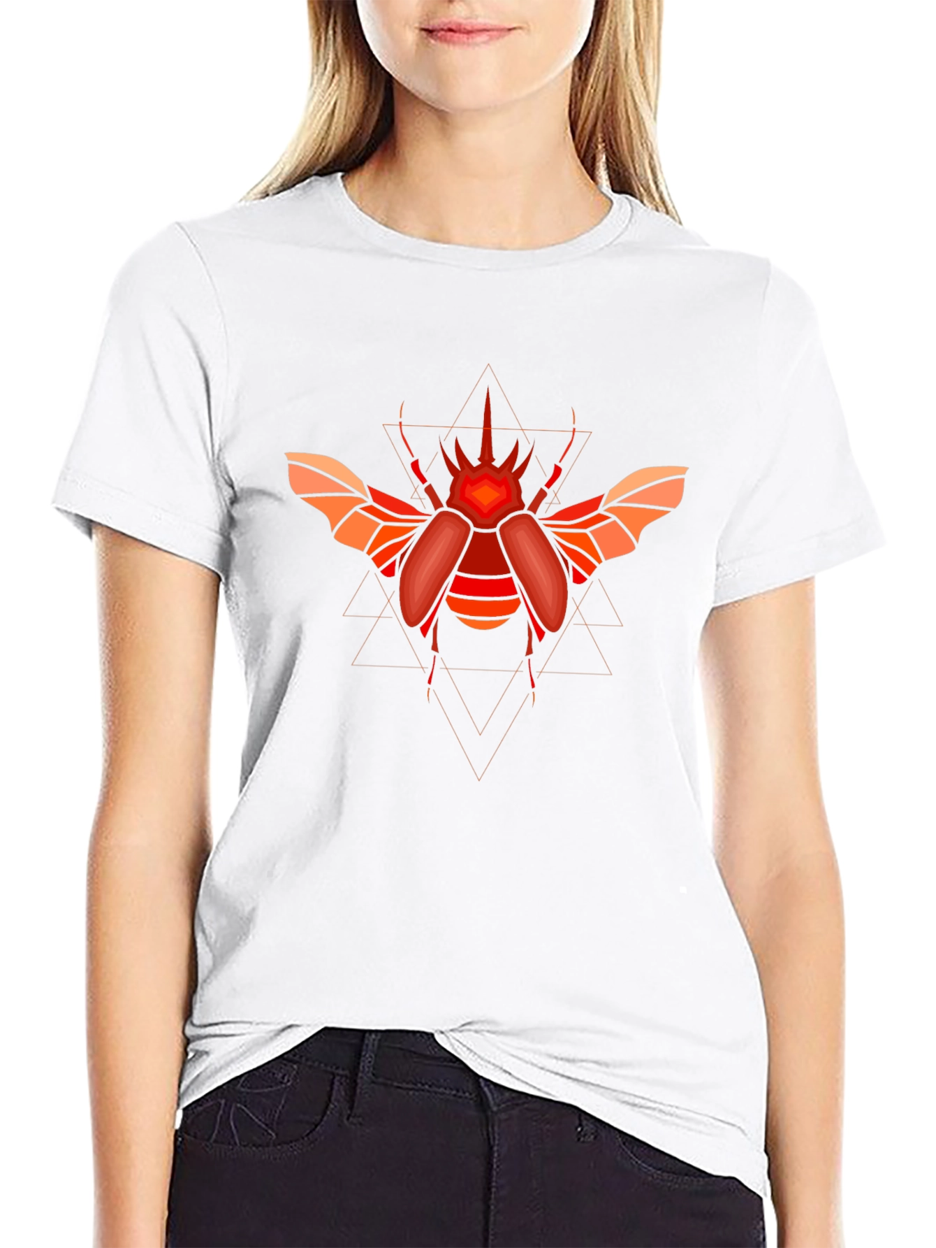 Geometric Beetle Graphic T-Shirt - Black