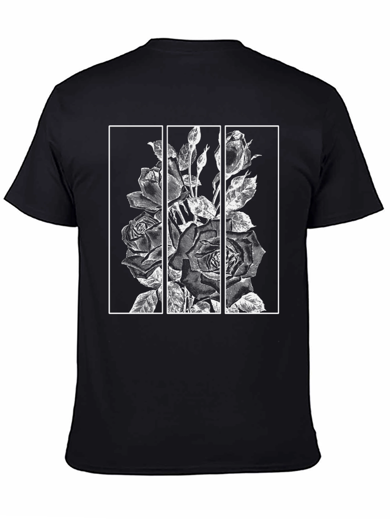 Floral Triptych Graphic Black T-Shirt