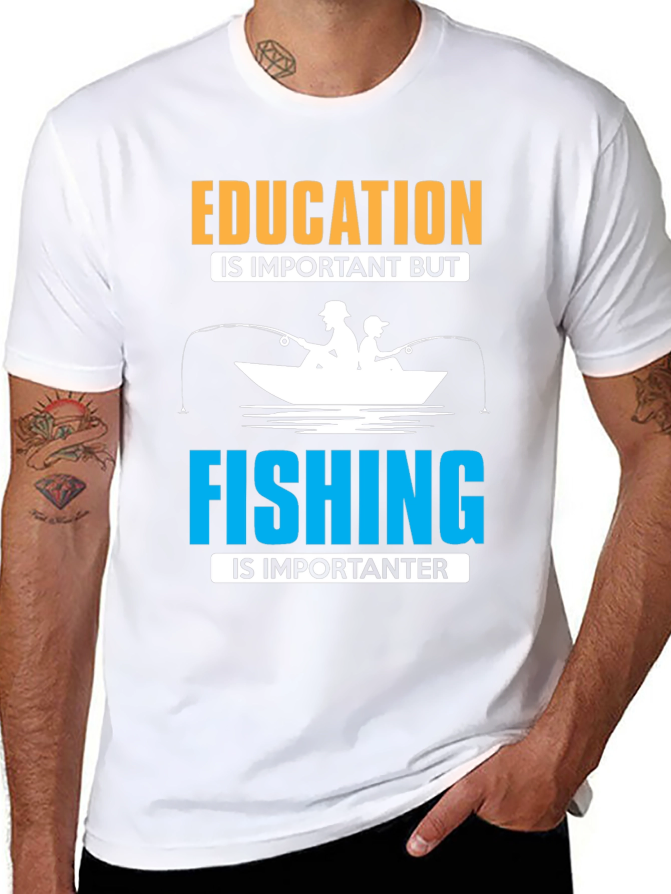 Funny Fishing T-Shirt - Education vs. Fishing